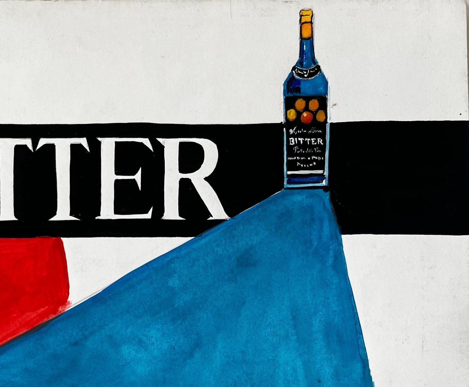 Guy Nicodmartini And Rossi Bitter French Modernist Cocktail Advertising Style With Bottle photo for sale