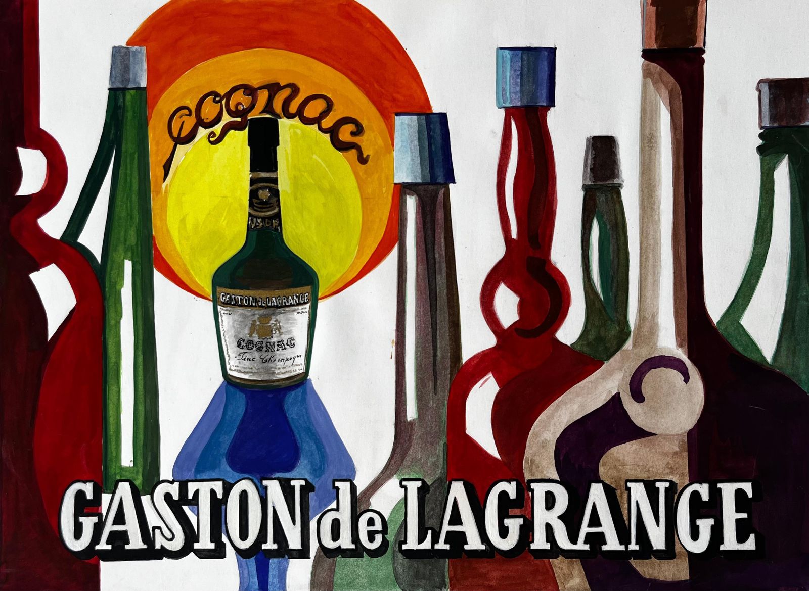 Guy Nicodvintage Modernist French Advertising Poster Design For Gaston De Lagrange Cognac