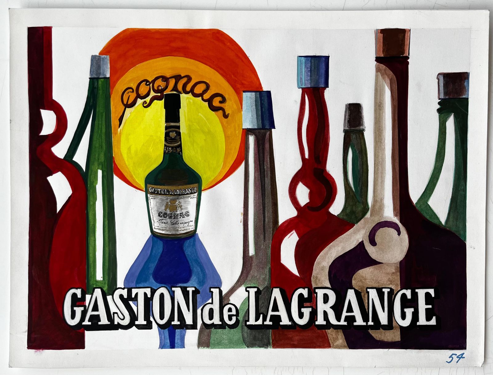 Guy Nicodvintage Modernist French Advertising Poster Design For Gaston De Lagrange Cognac photo furniture