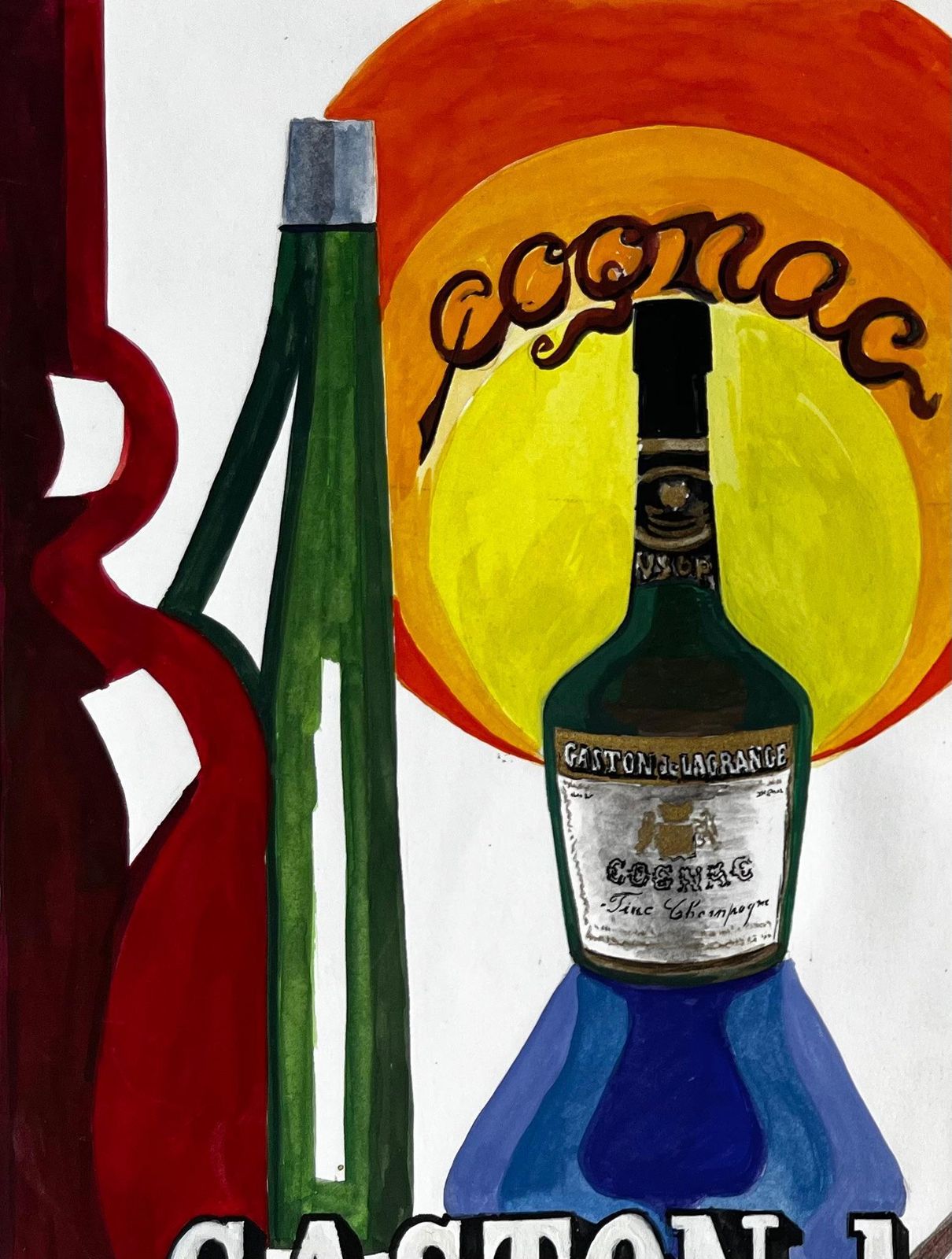 Guy Nicodvintage Modernist French Advertising Poster Design For Gaston De Lagrange Cognac photo vinterior