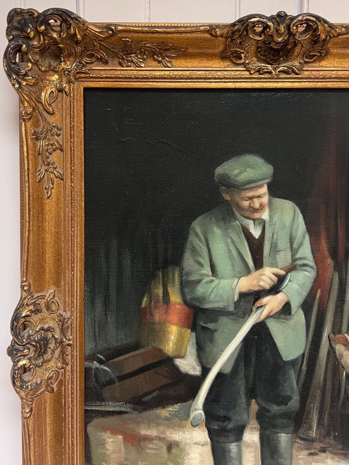 John Edwardsthe Log Cutter Traditional English Rural Life Portrait Painting Signed Oil photo for sale