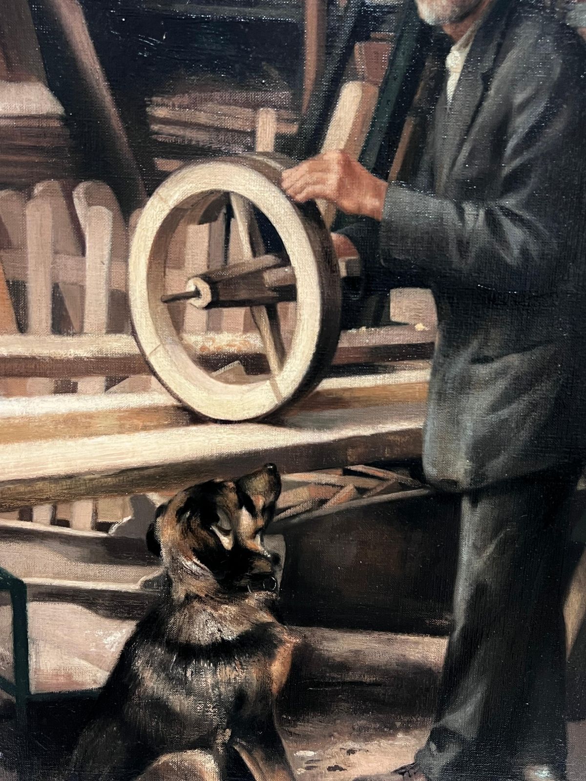 John Edwardstraditional English Signed Oil Painting Portrait Of Carpenter In Workshop photo 900.0