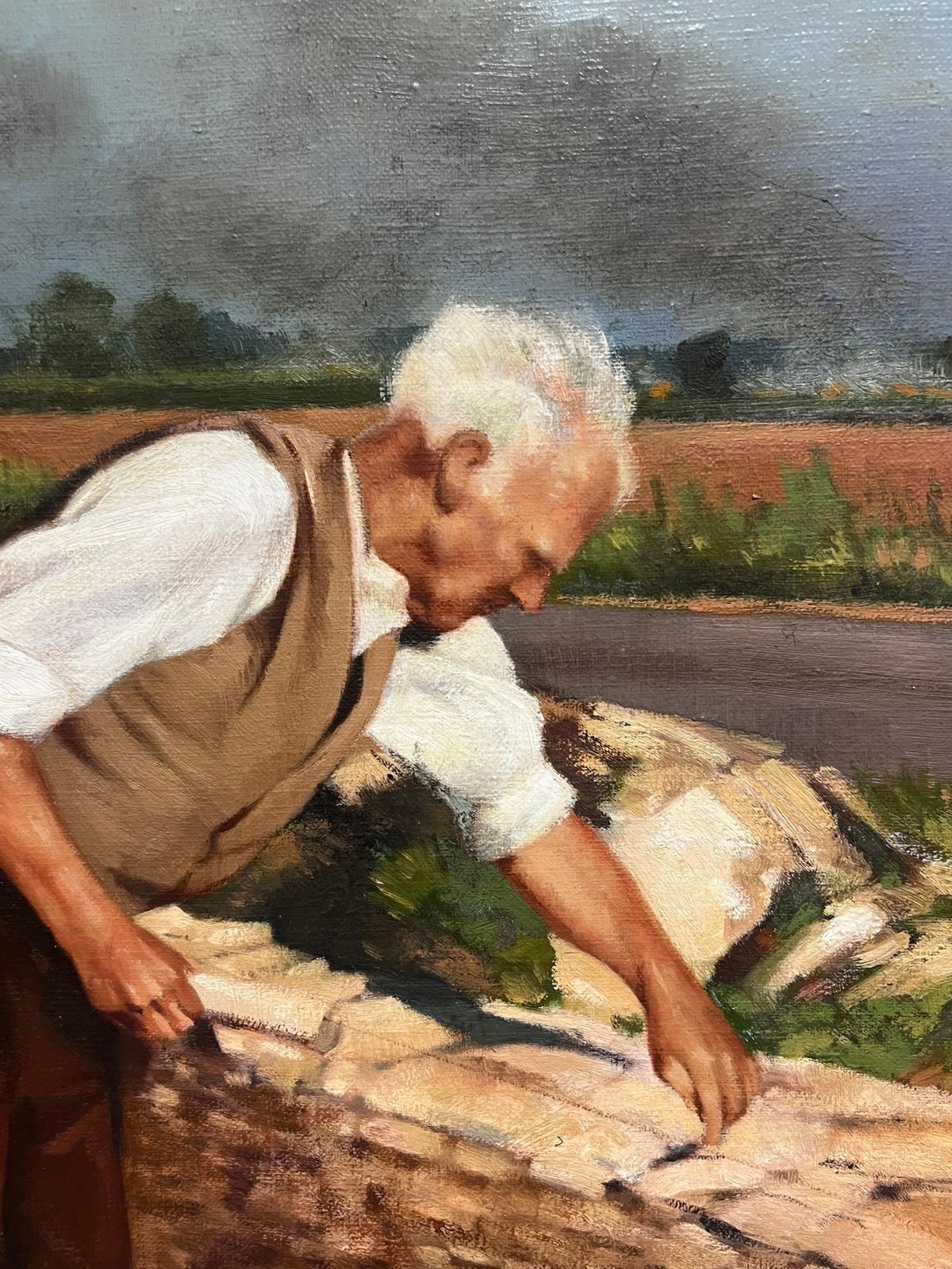 John Edwardsthe Cotswold Stone Wall Layer Traditional English Portrait Large Oil Painting photo furniture