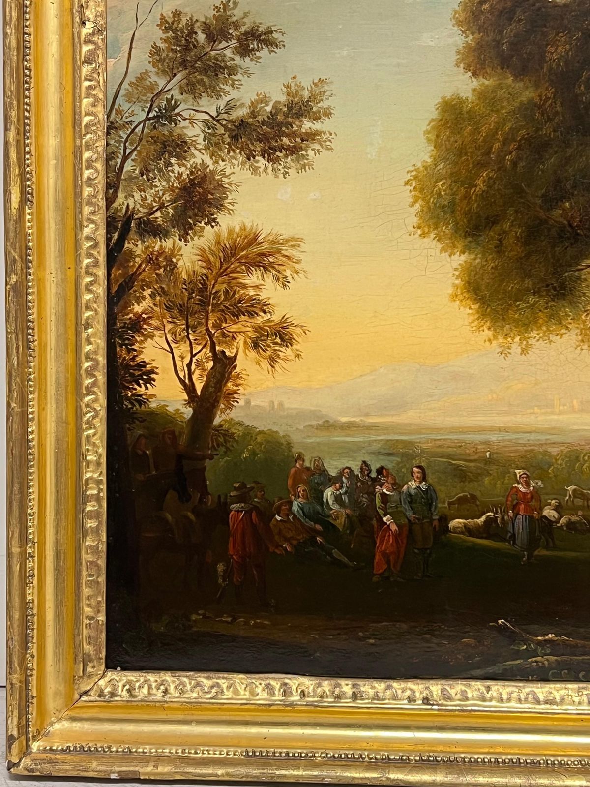 Dutch Old Masterfine 17th Century Dutch Golden Age Old Master Oil Figures In Classical Landscape photo for sale
