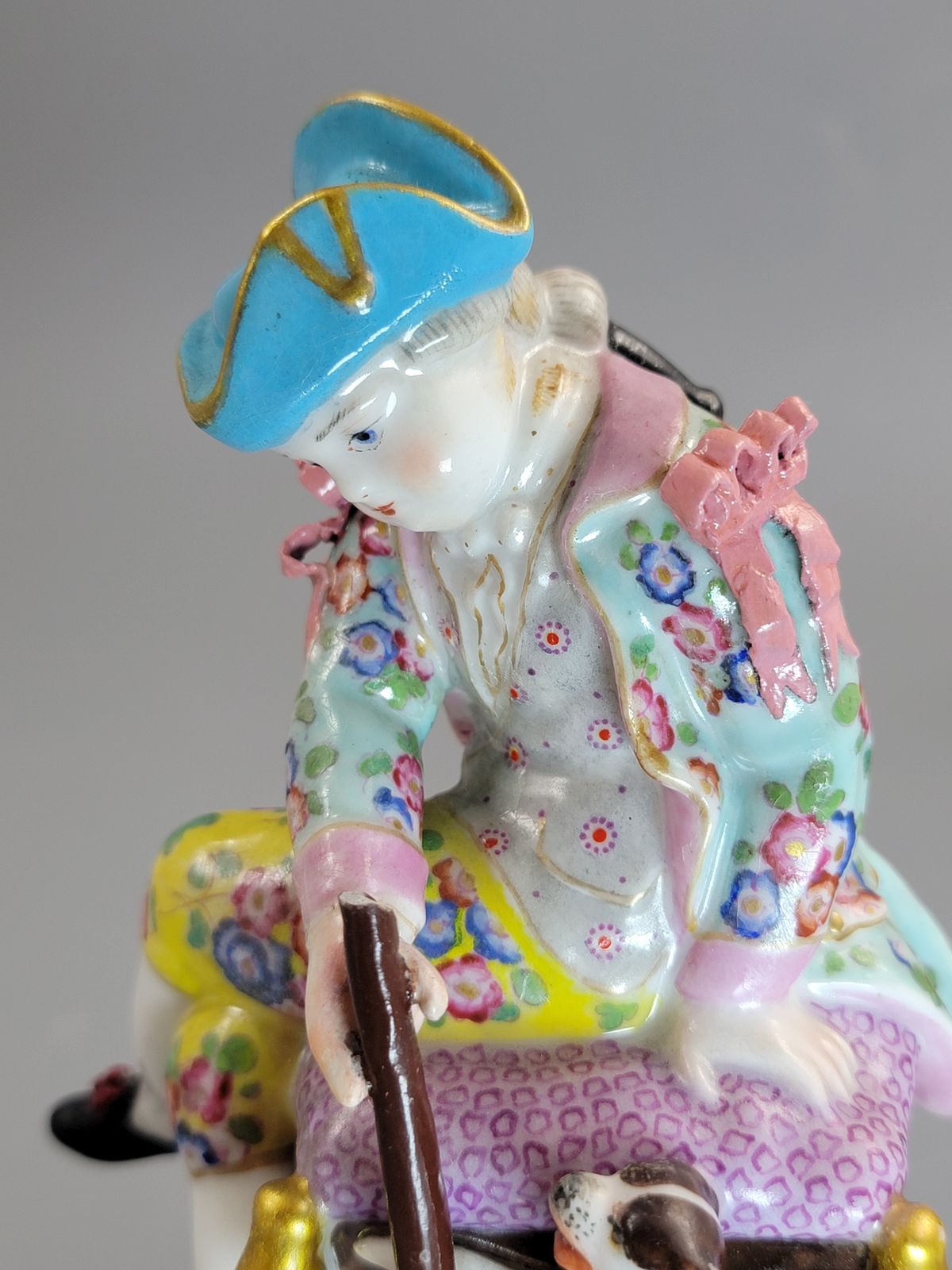 photo for sale Antique Meissen Porcelain Figures, Pastoral Pair With Dogs, C.1785