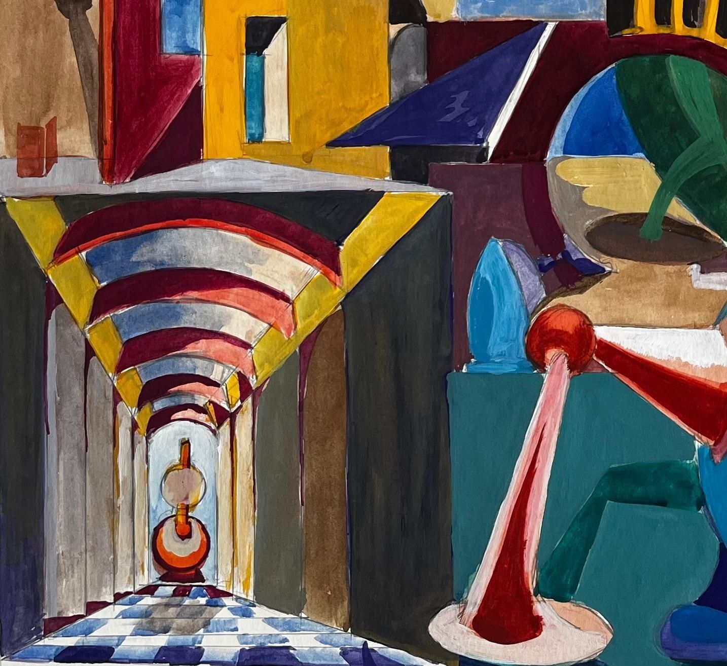Guy Nicodcubist French Abstract Composition With Geometric Shapes And Blue Sphere photo Art