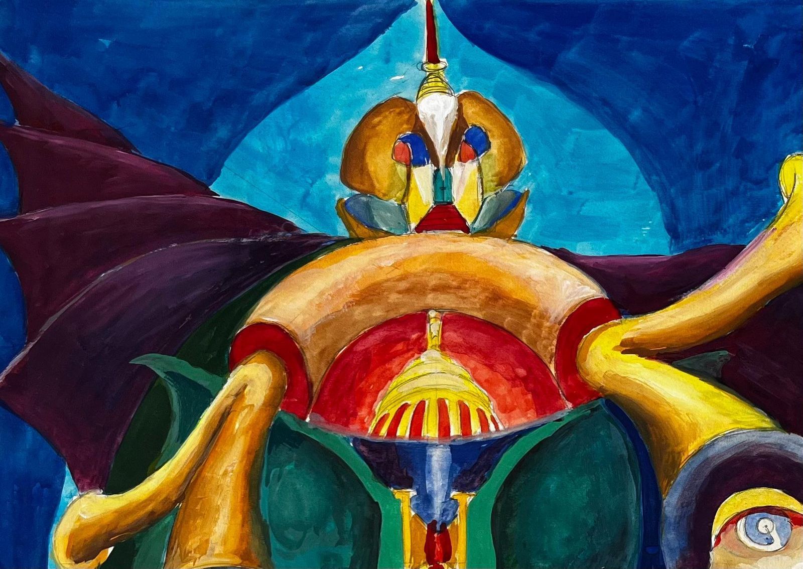 Guy Nicodcubist French Surreal Abstract Composition With Eyes Figures And Geometric Forms photo for sale