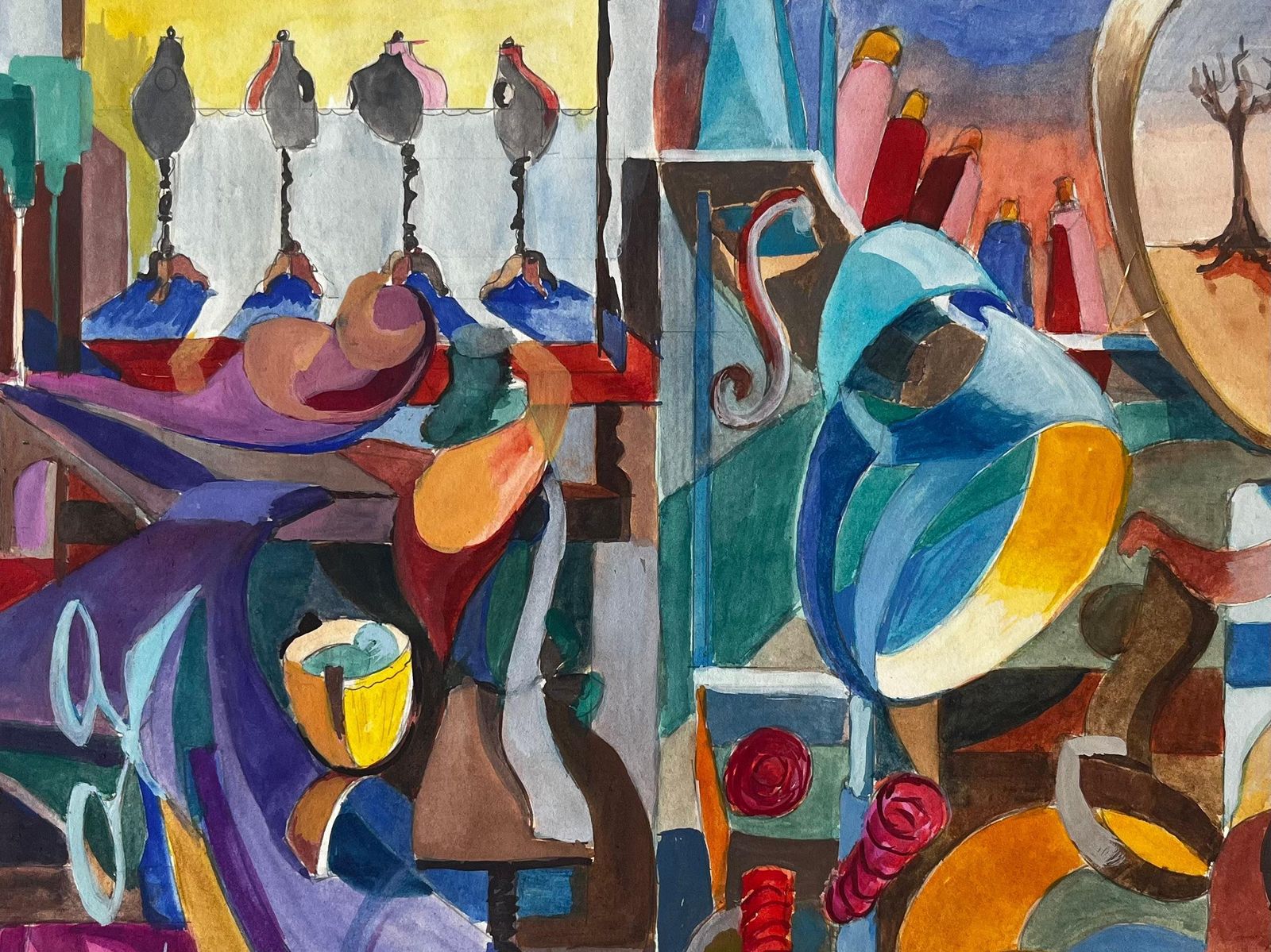 Guy Nicod Cubist Artist Studio With Sewing Mannequins Spools Of Thread And Surreal Mirror photo 753.0