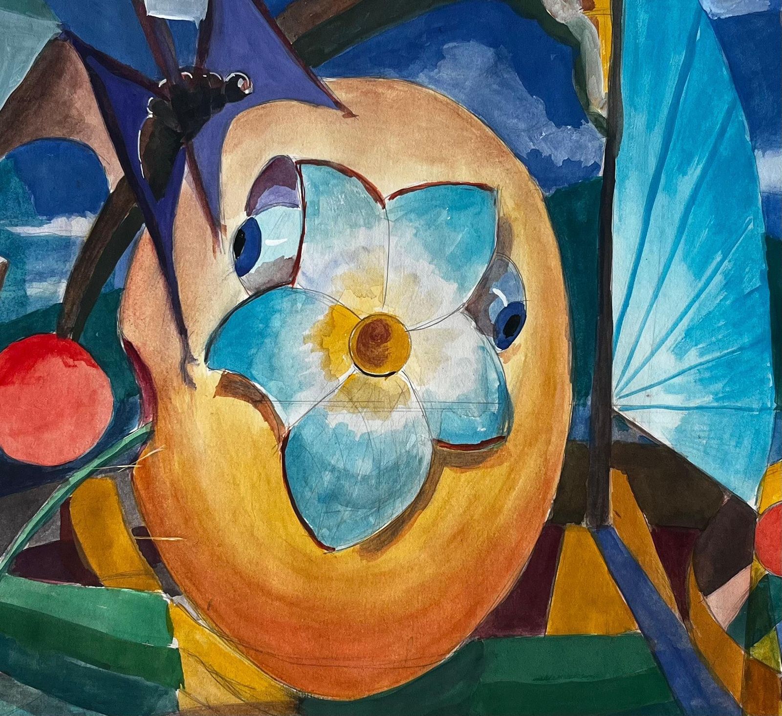 Guy Nicod Cubist Surreal Still Life With Flower Fruit Basket And Architectural Columns photo buy