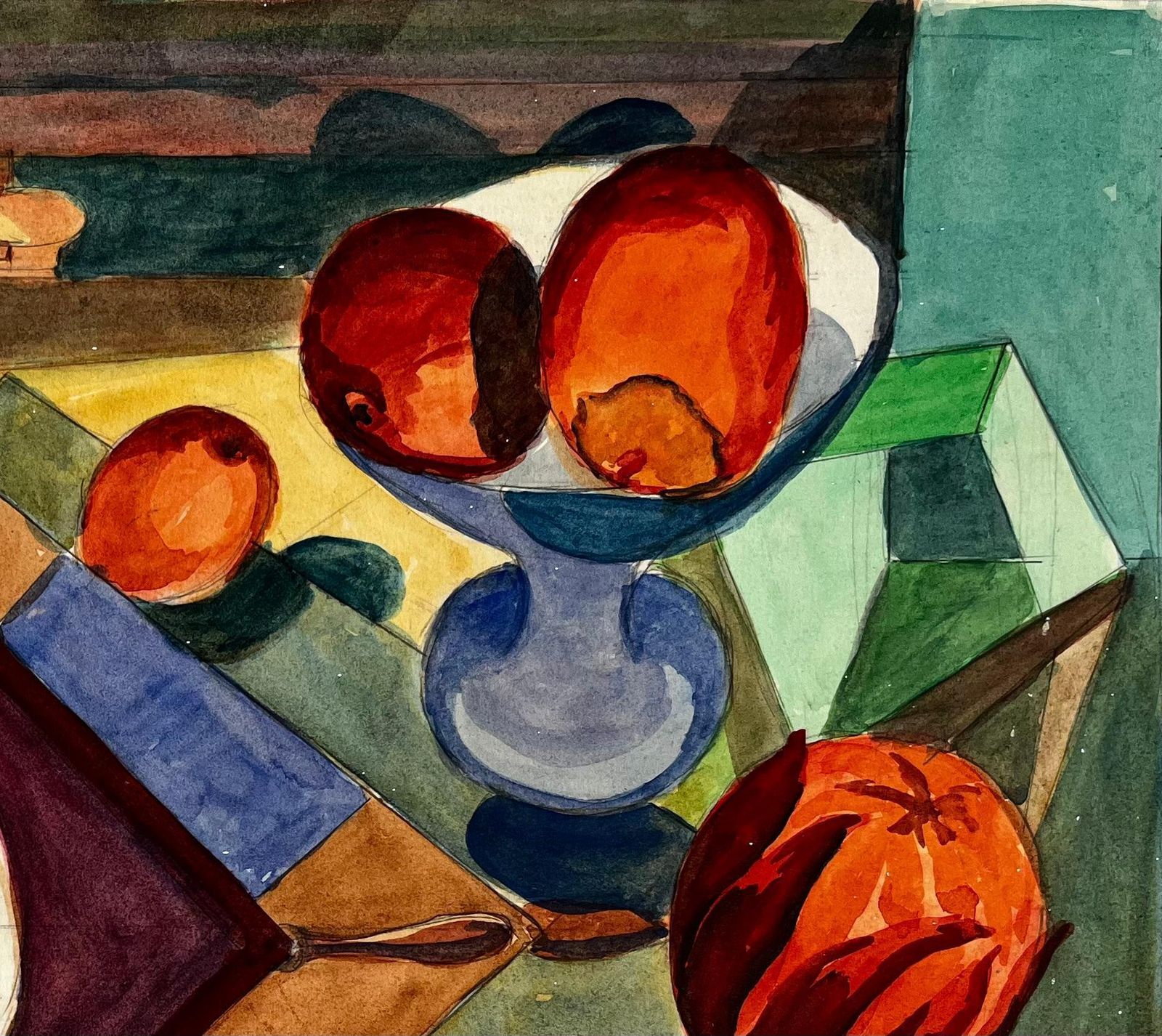 Guy Nicod Cubist Abstract Still Life With Vase Fruit photo Art