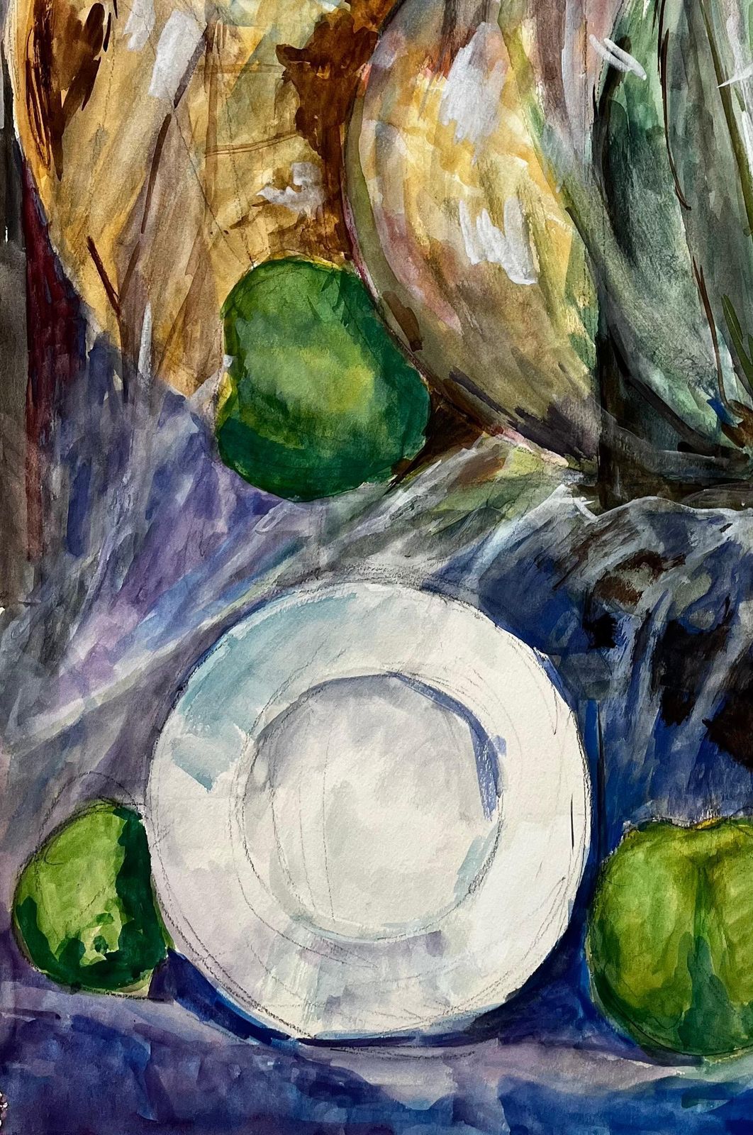 Guy Nicodlarge Demijohn Bottle With Green Apples French Still Life Watercolour Painting photo buy