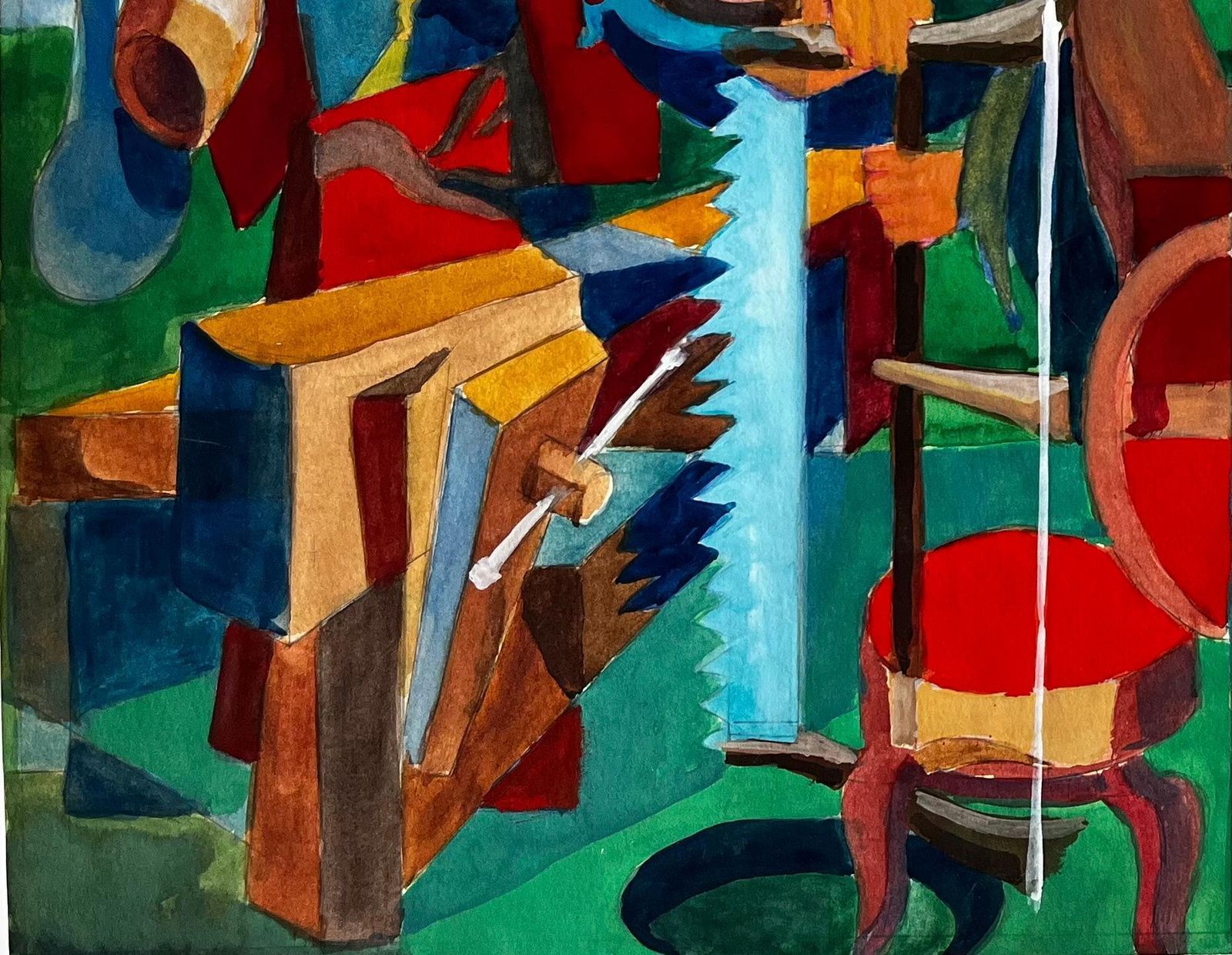Guy Nicod Cubist Harbour Scene With Boats Nets And Fishing Equipment photo Art