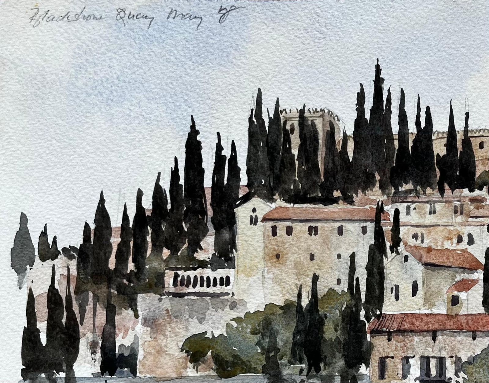 Anthony Herbertblackstone Quay Sunlit Italy Landscape May 1998 Signed Watercolour Painting1998 photo vinterior