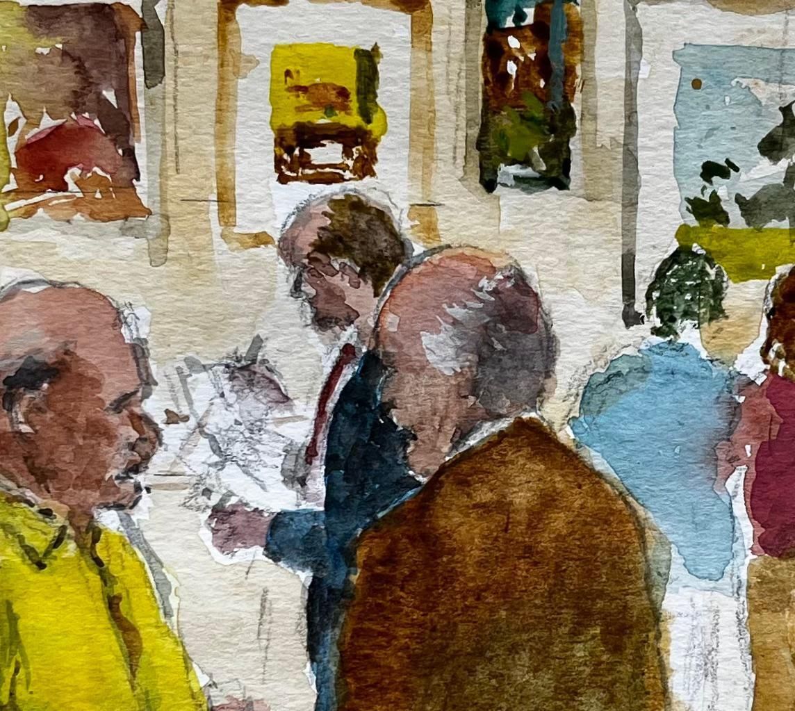 Anthony Herbertprivate View Gallery Scene With Art Lovers And Paintings On Display Watercolour photo buy