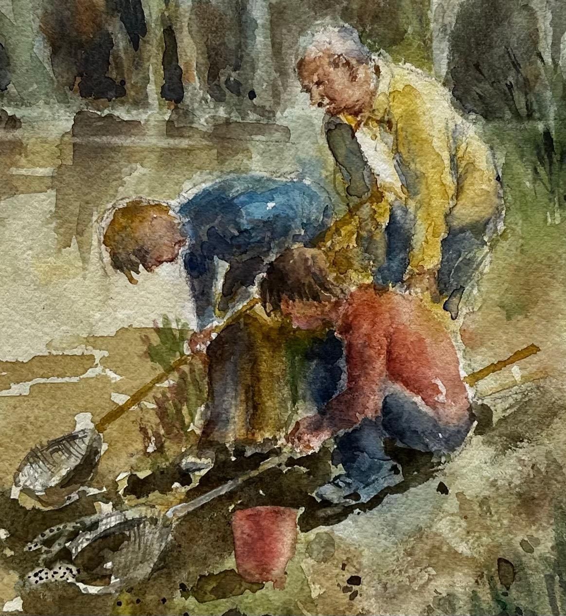 Anthony Herberttadpoling Ruislip Children Pond Dipping With Nets Original British Watercolour photo for sale