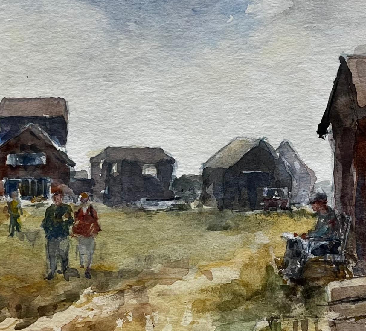 Anthony Herbertthe Ferryman Walberswick With Figures And Huts Original Suffolk Watercolour photo buy