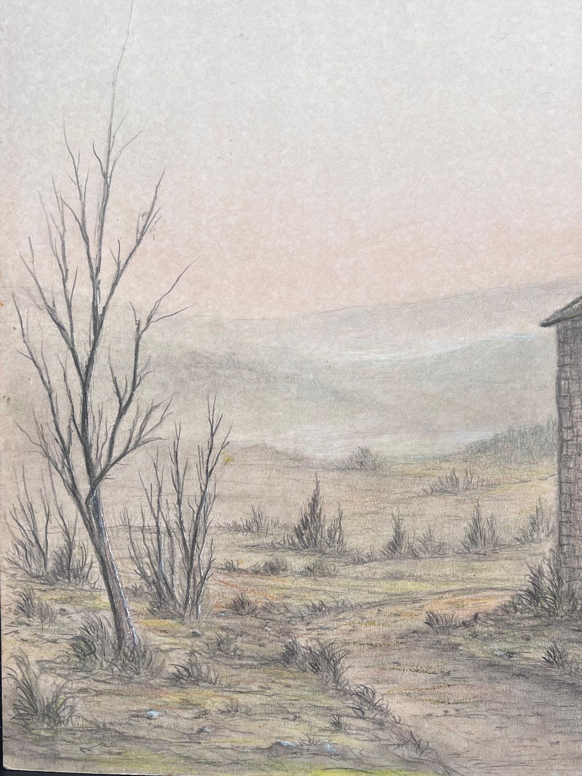 Jean Fouriebare Winter Farmyard Track With Stone Cottage Landscape Painting photo for sale
