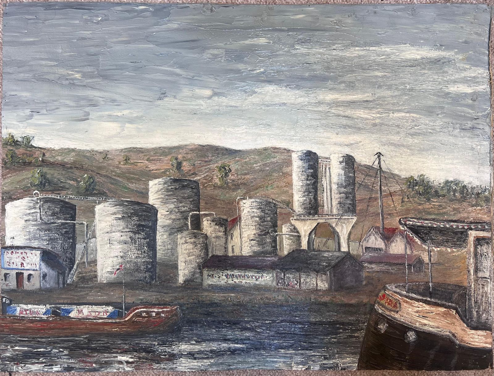 Jean Fourieoil Rig Center In A Grey Gloomy Atmosphere Landscape Oil Painting photo furniture