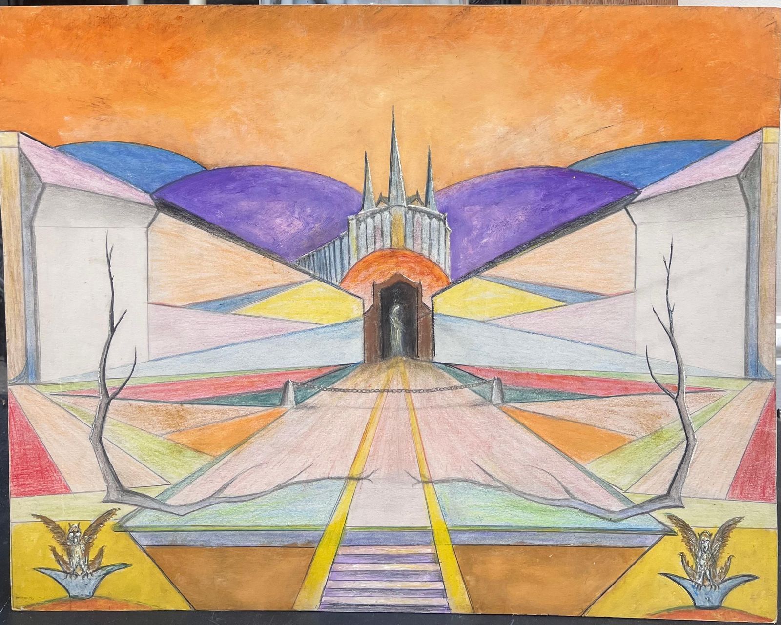 Jean Fourieabstract Gates Leading To A Mythical Kingdom Landscape Painting photo furniture