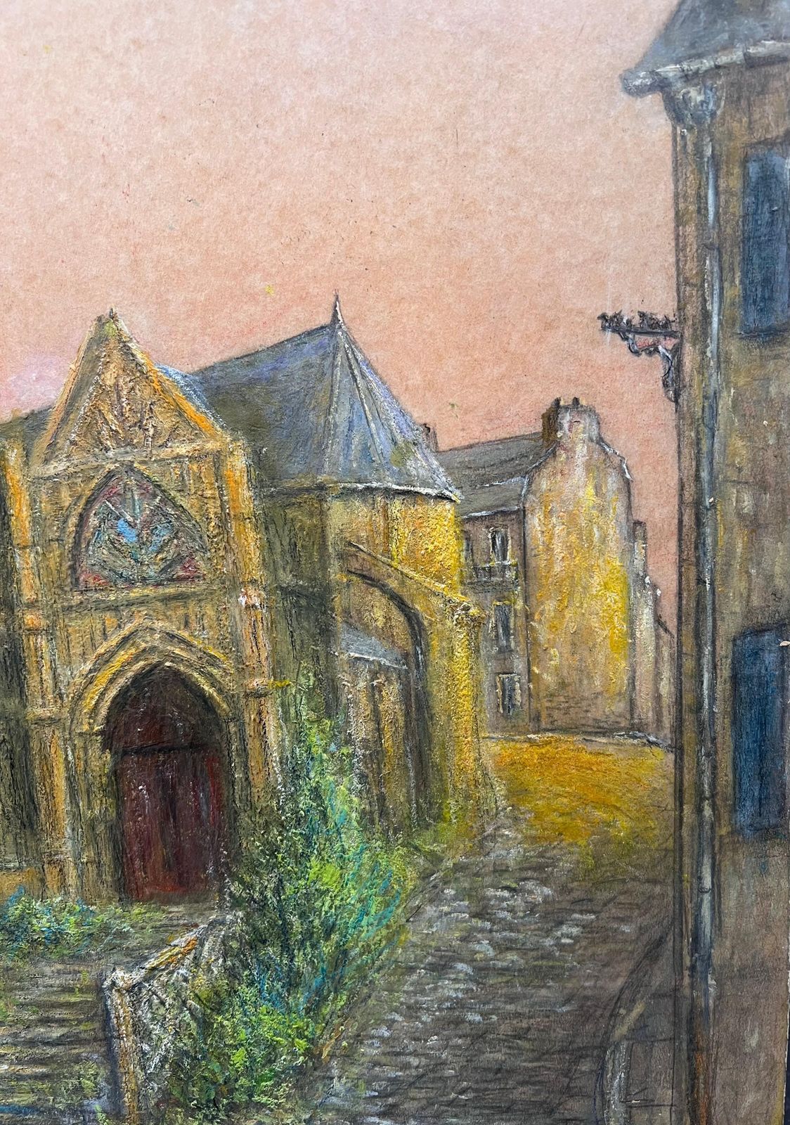 Jean Fouriespine Church Nestled In The Village Town Oil Landscape Painting photo Art