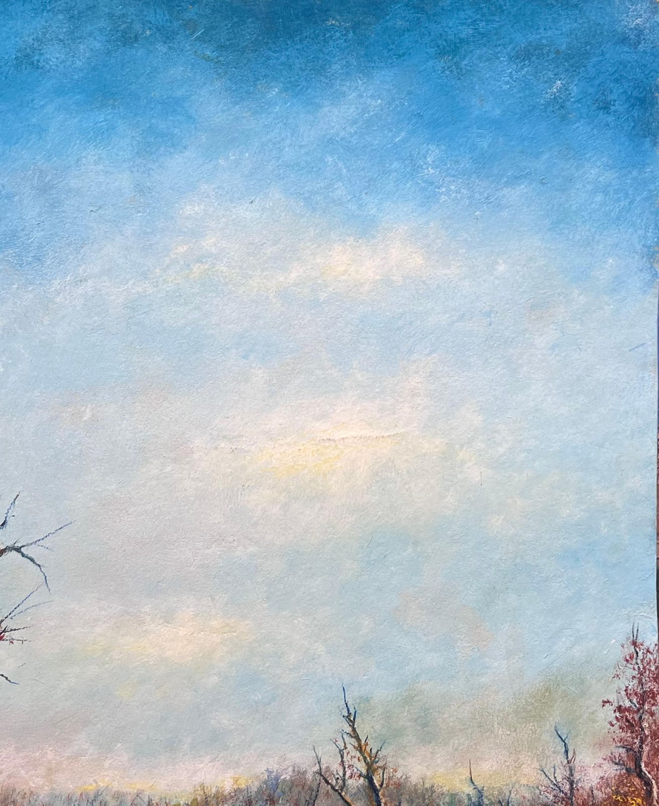 Jean Fourieautumnal Country Track With Bright Blue Cloudy Skies Oil Landscape Painting photo for sale