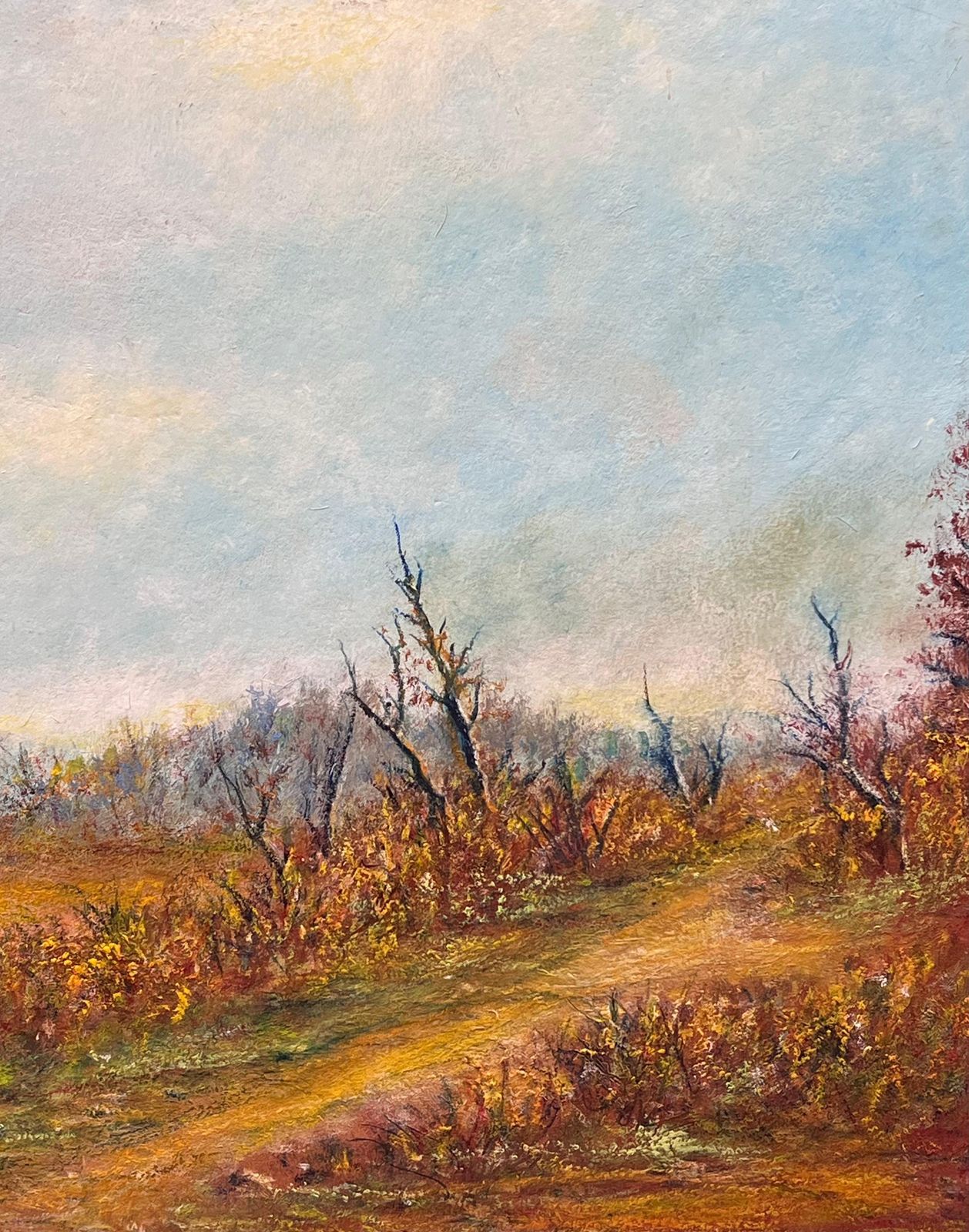 Jean Fourieautumnal Country Track With Bright Blue Cloudy Skies Oil Landscape Painting photo vinterior