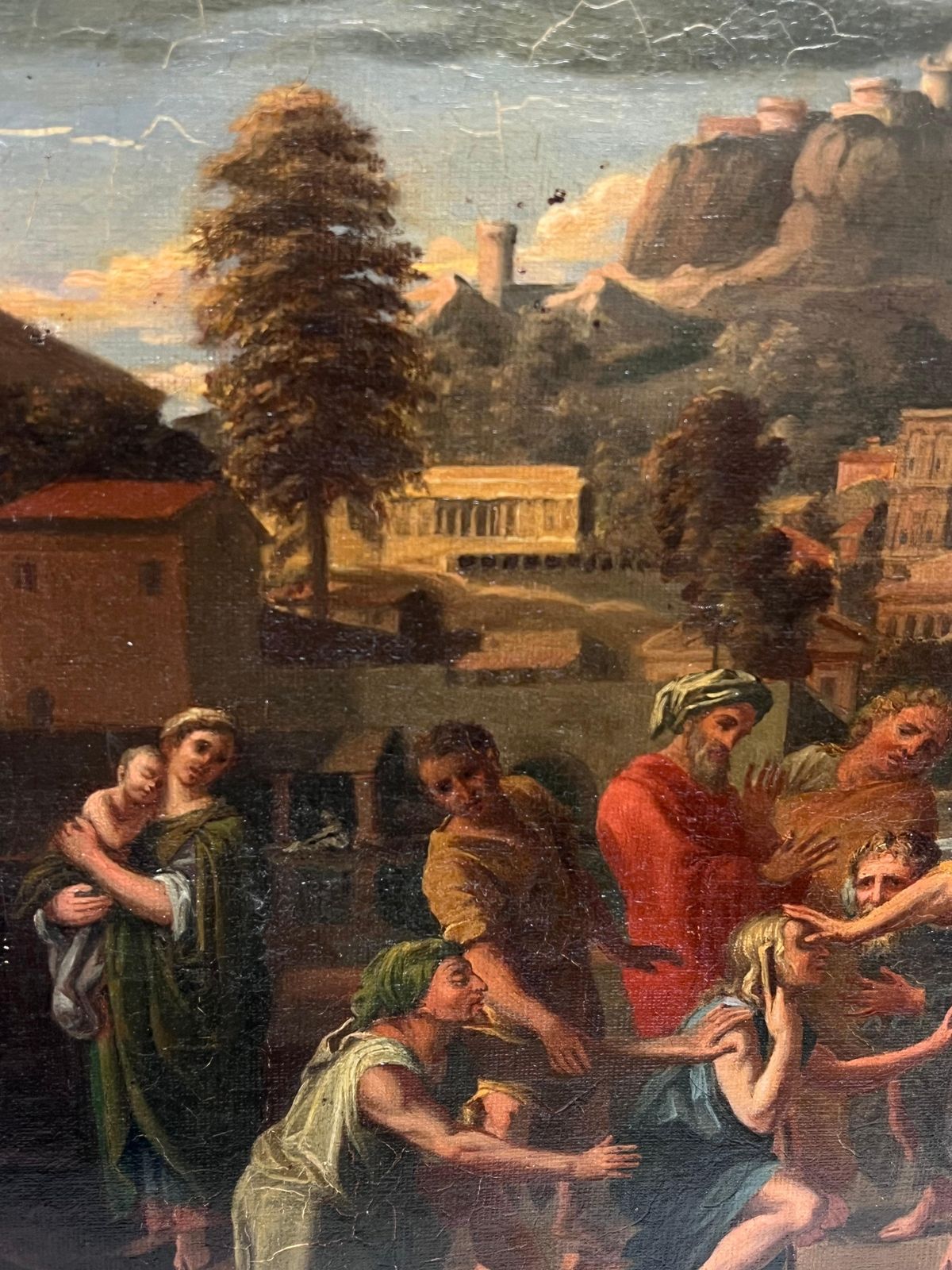 French Schoolantique French Old Master Oil Painting Christ Healing The Sick In Jersusalem photo for sale