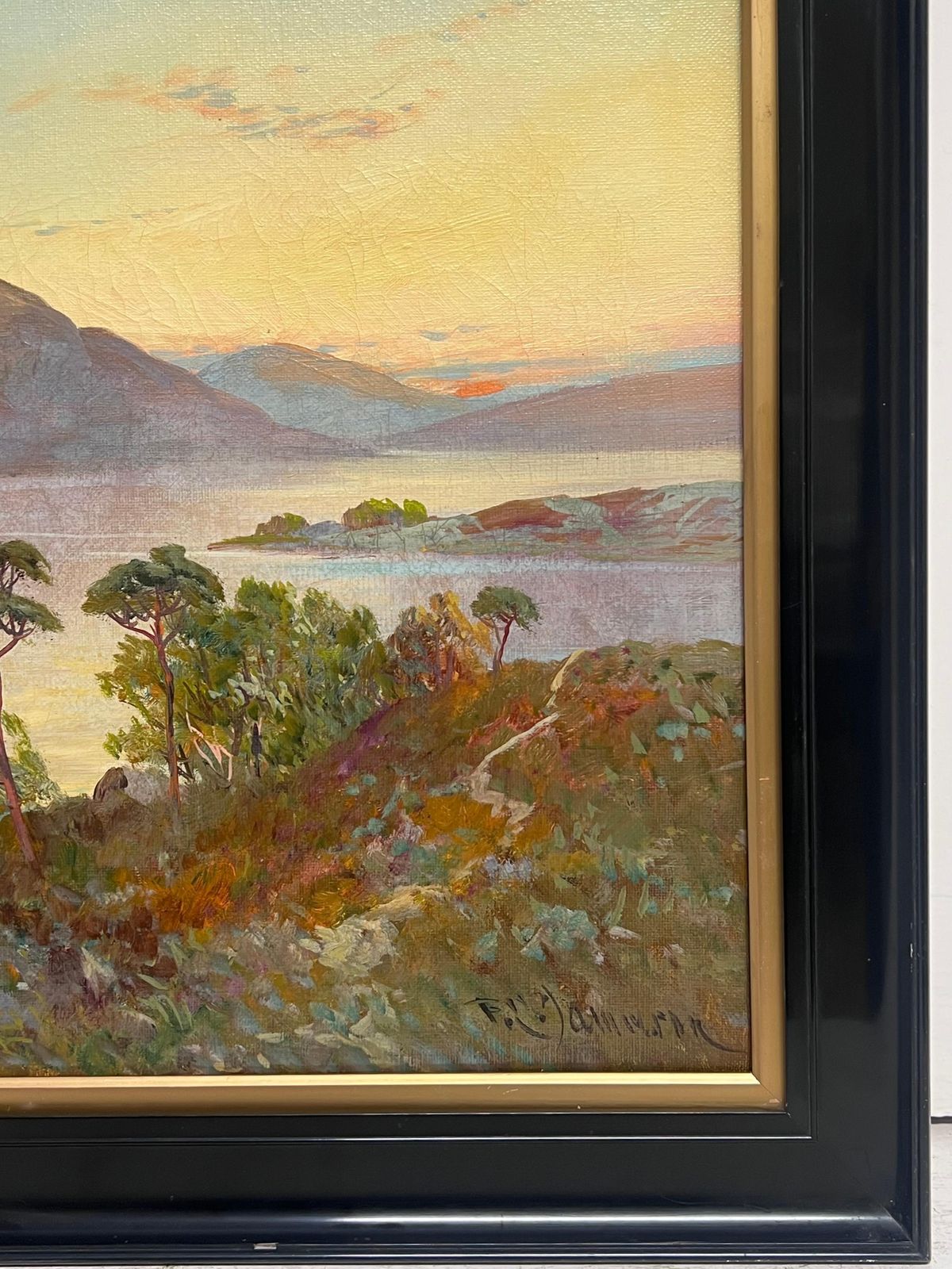 F. E. Jamiesonantique Scottish Highlands Oil Painting Sunset Over Highland Loch Lomond1920's photo buy
