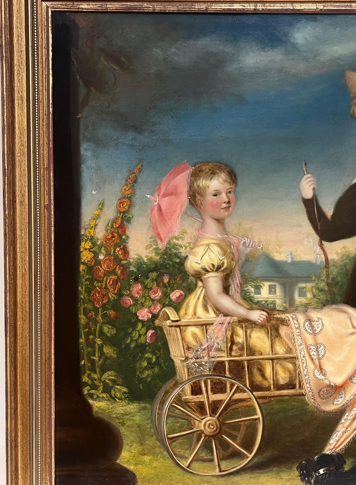 Art Huge 1800's British Oil Painting Family Portrait Dorset Country House Children photo