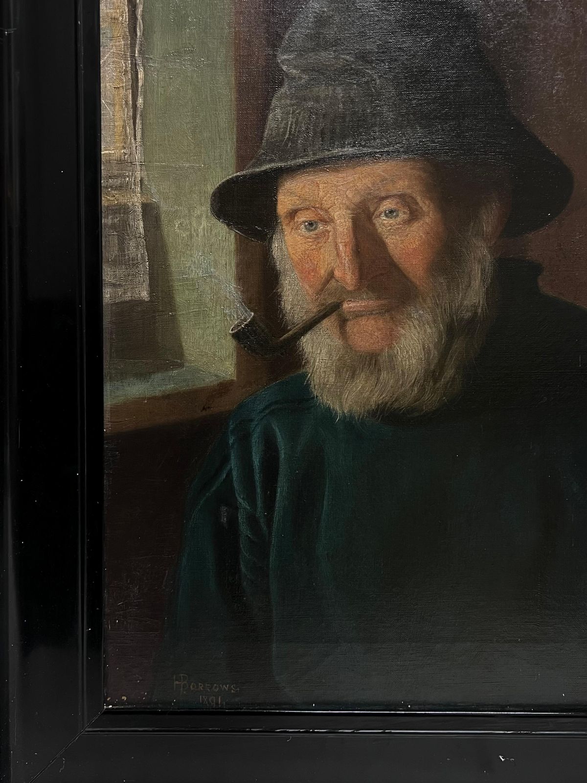 Henry Borrows1890's Portrait Painting Of Whitby Fisherman In Yorkshire England Large Oil1891 photo Art