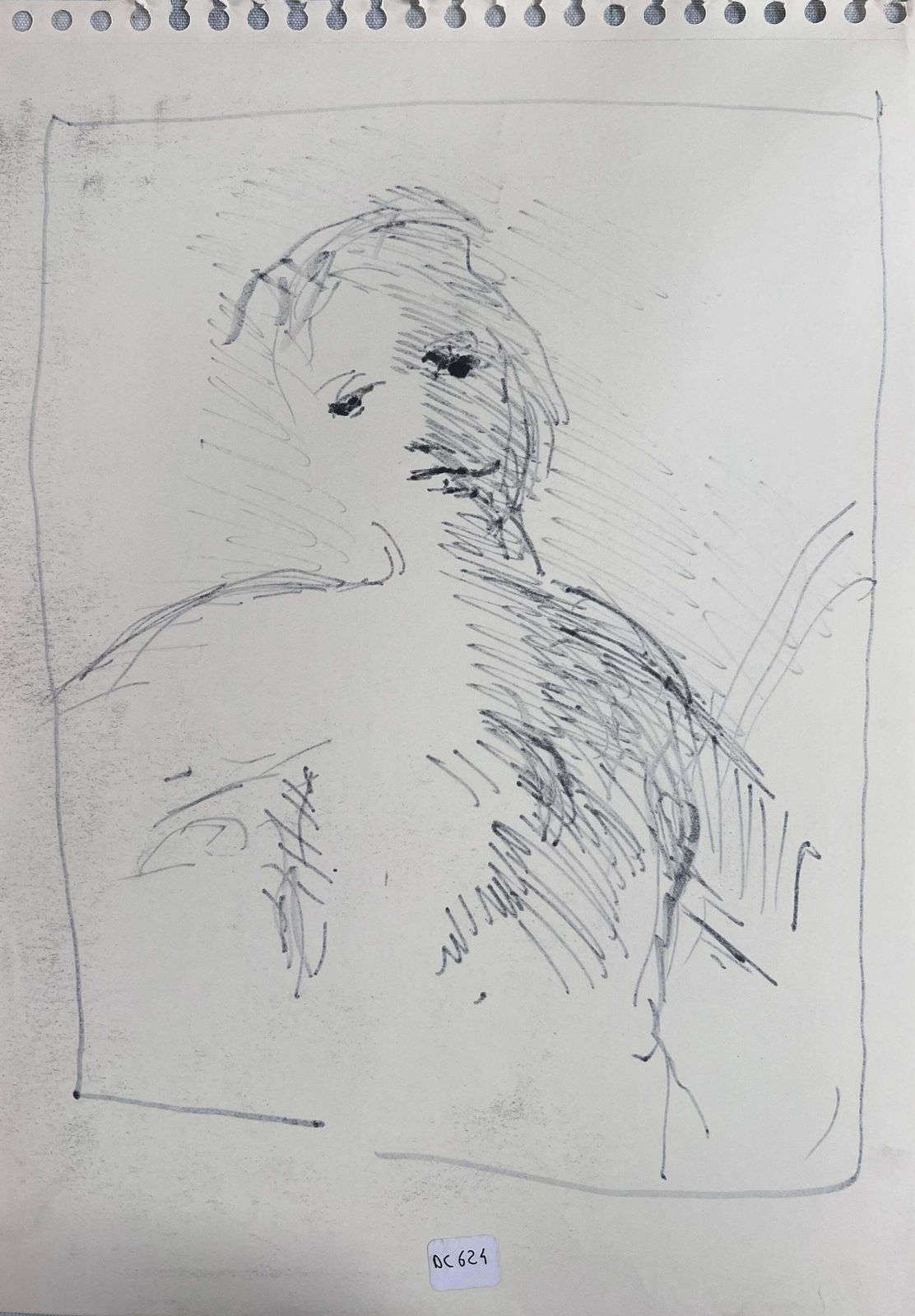 Robert Ladoublurred Portrait Sketch Of A Lady Original French Artwork20th Century photo for sale
