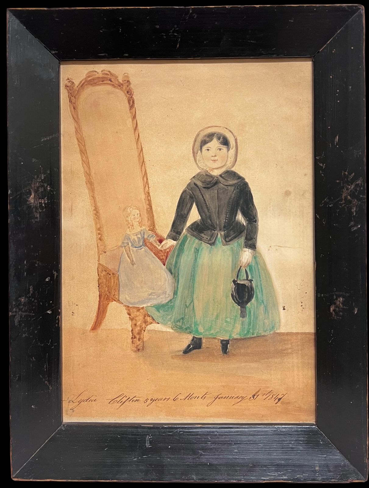19th Century English Schoolportrait Of Lydia Clifton, Aged 5 Years, 6 Months Dated January 31st 18411841