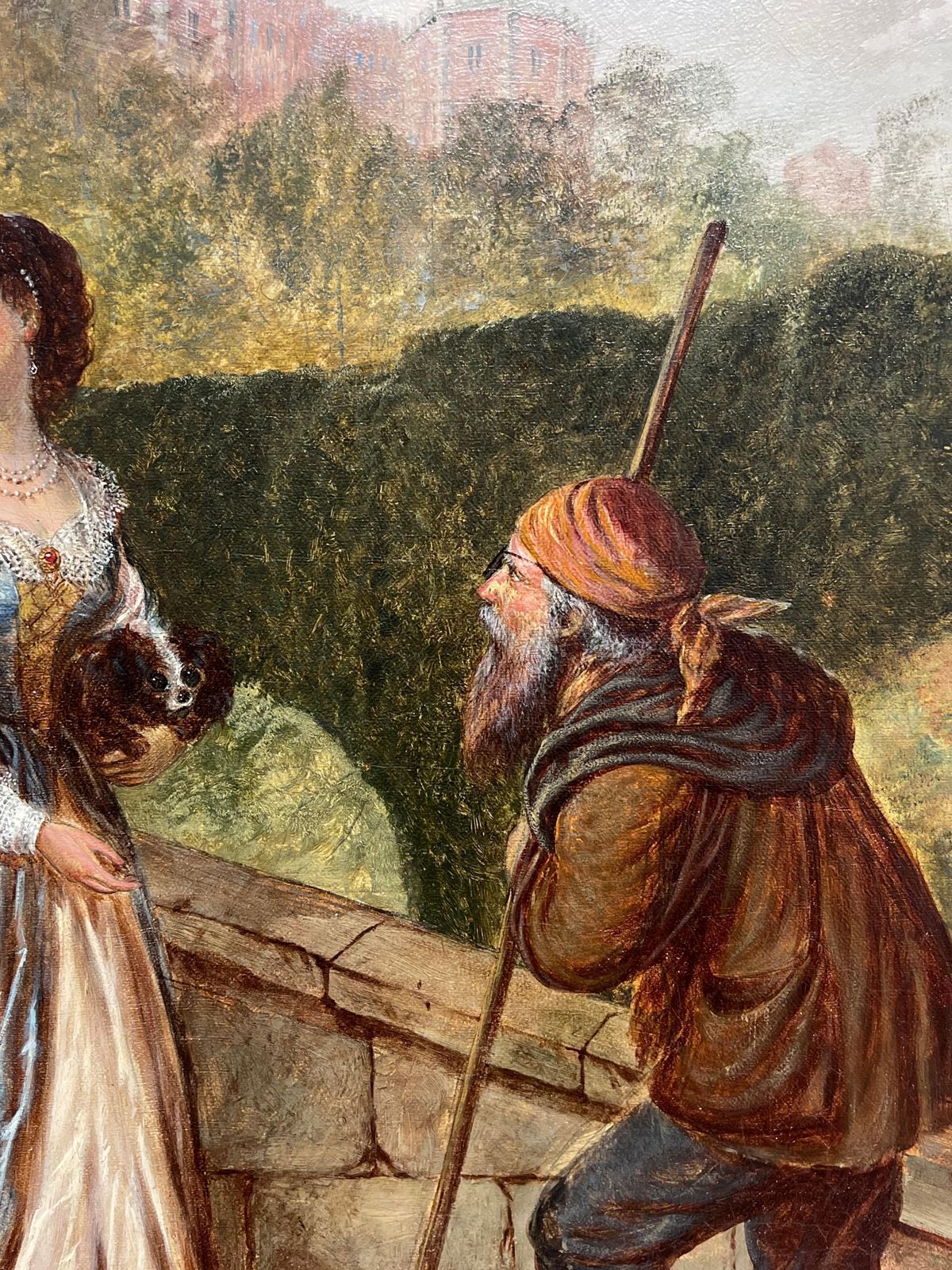 British School Large 19th Century British Victorian Signed Oil Beggar With Gentry Couple photo Art