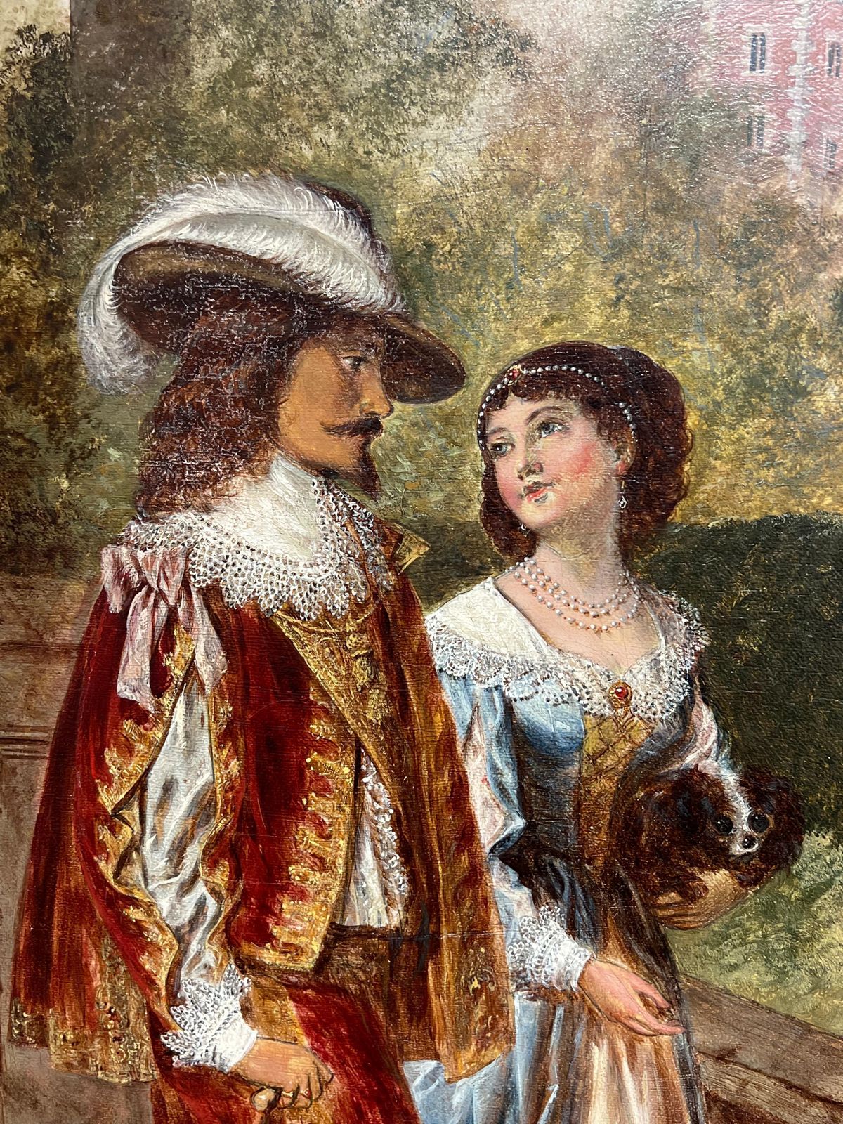 British School Large 19th Century British Victorian Signed Oil Beggar With Gentry Couple photo 1509.0