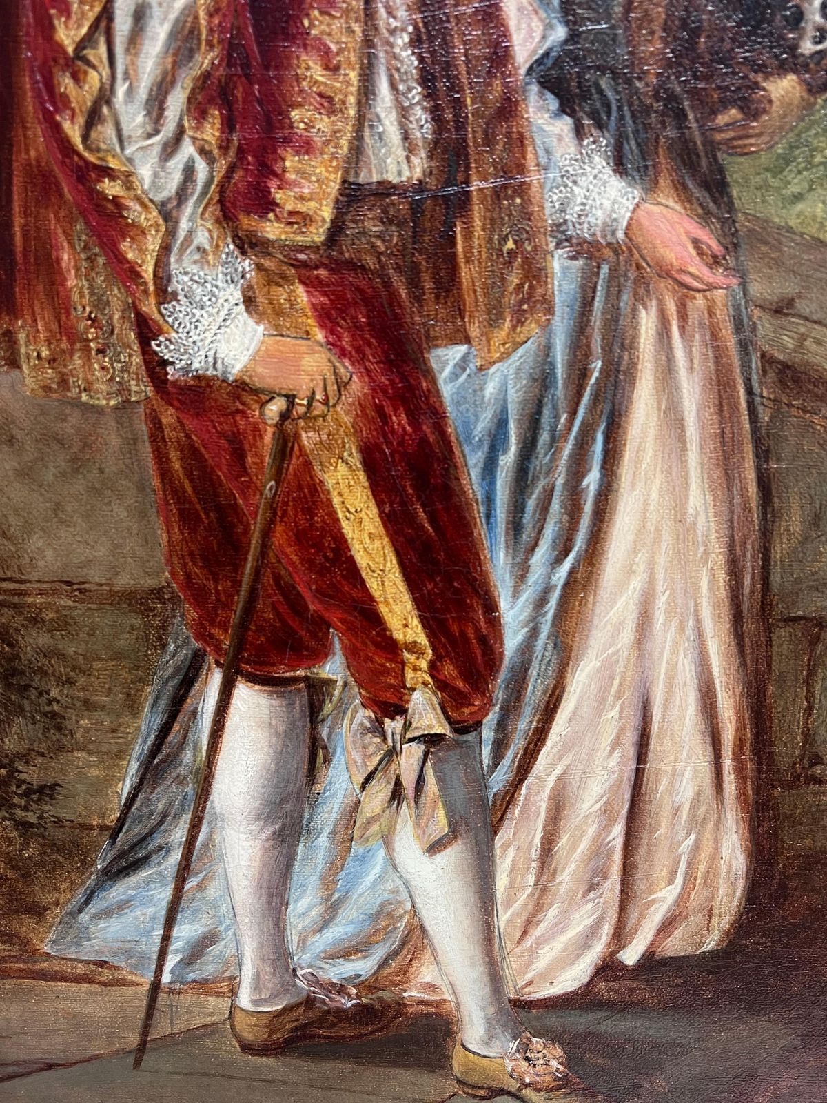 British School Large 19th Century British Victorian Signed Oil Beggar With Gentry Couple photo vinterior