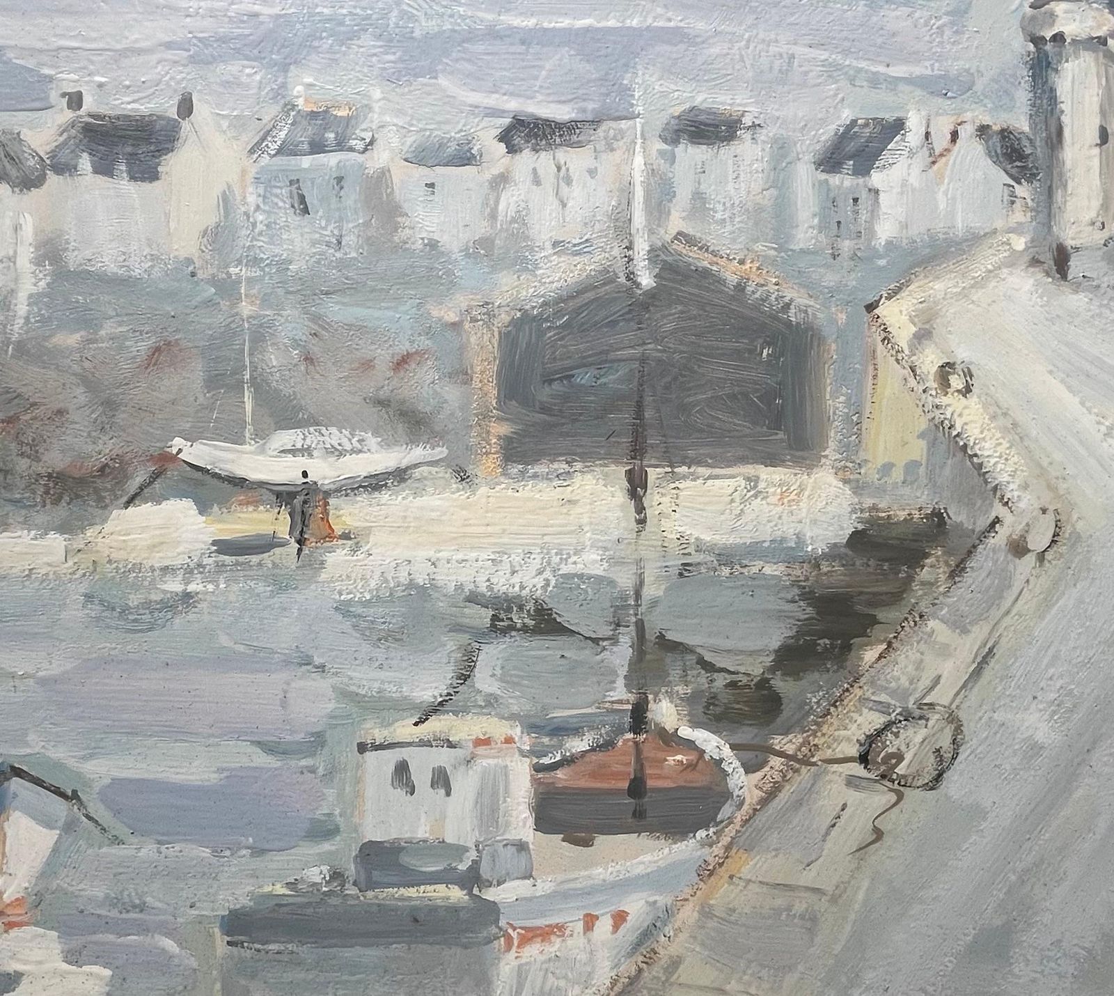 Fanch Lelfrench Port Scene With Boats Bridge And Solidor Tower By Fanch Lel photo 622.0