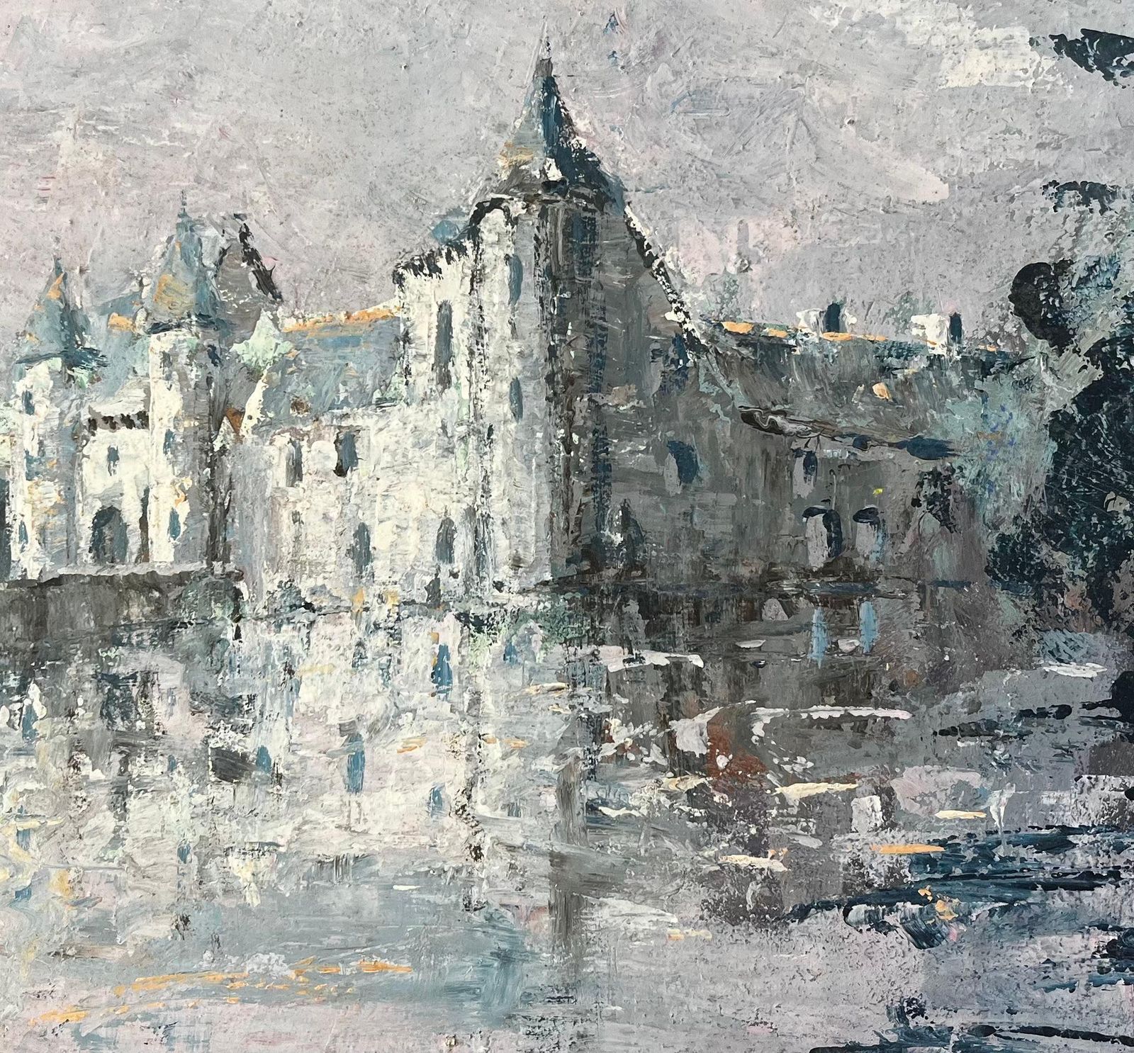 Fanch Lelimpressionist Painting Of Château De Trécesson In Brittany With Water Reflection photo buy