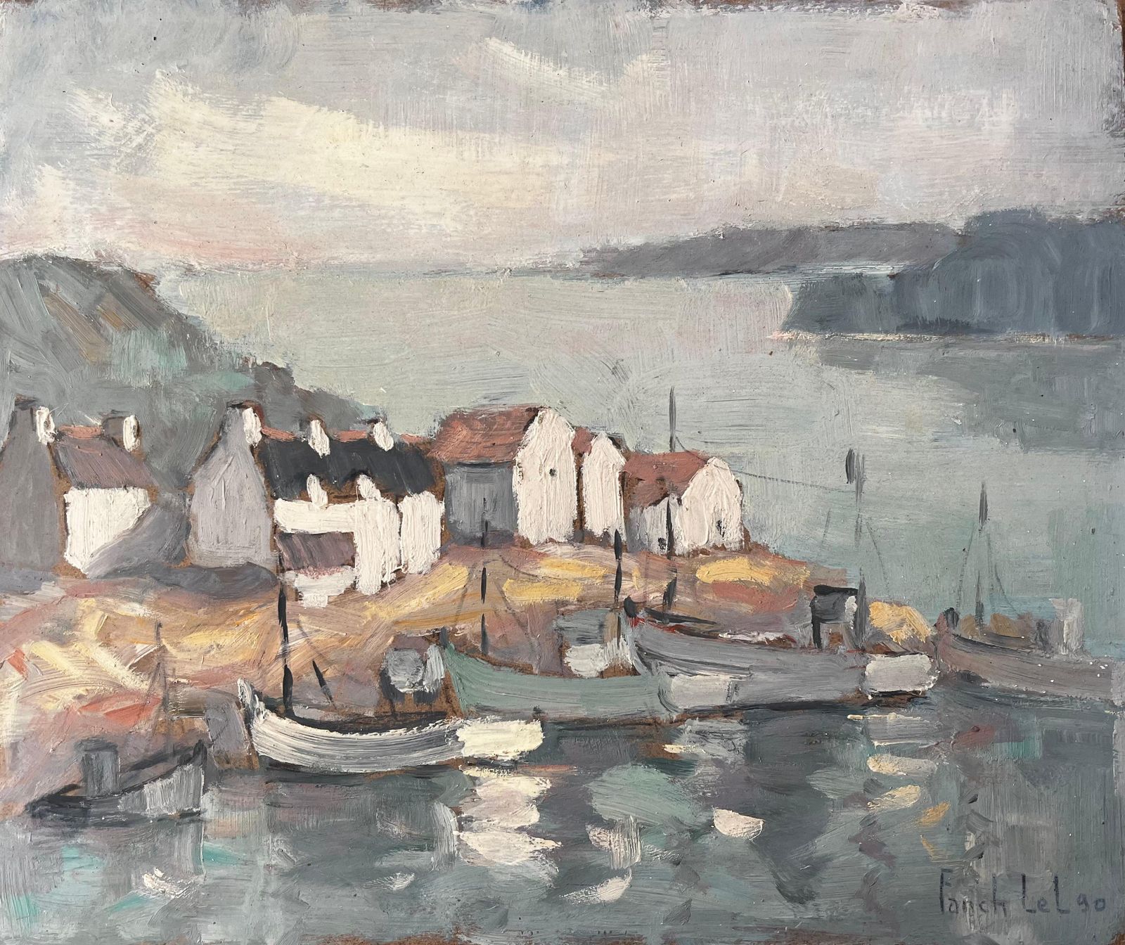 Fanch Lelfrench Fishing Village At Camaret Brittany With Boats And Coastal Huts1990