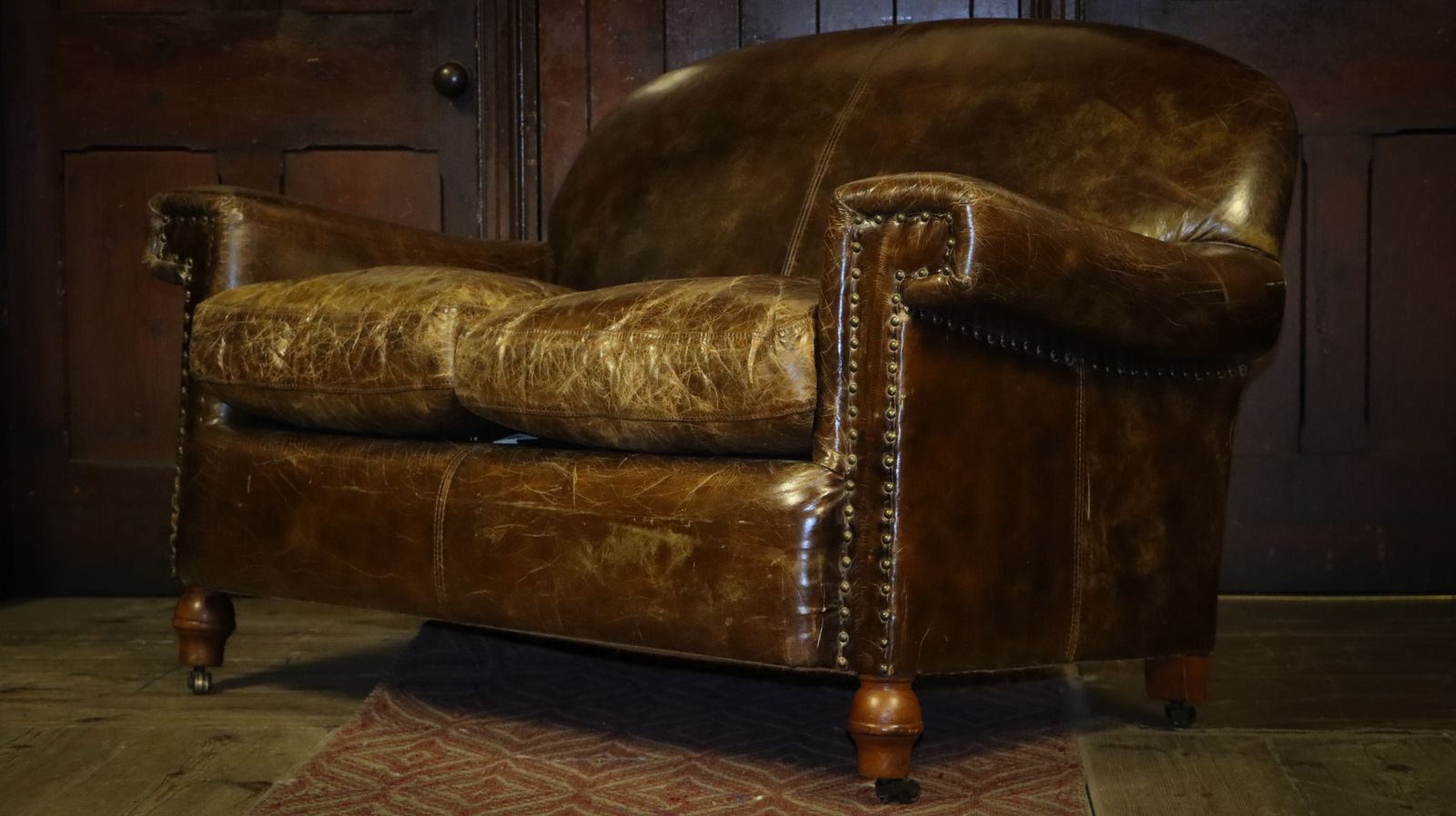Truly Stunning Timothy Oulton Halo Leather Sofa Antique Whisky Tan Very Rare photo for sale