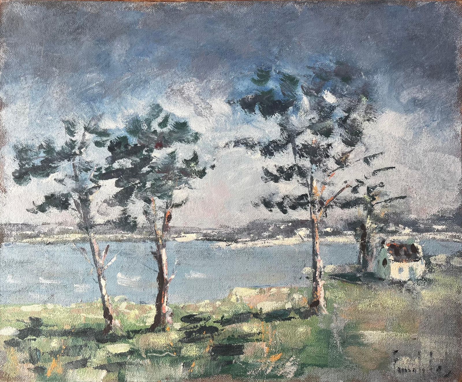Fanch Lelfrench Coastal Landscape With Windswept Trees At Golfe Du Morbihan Brittany