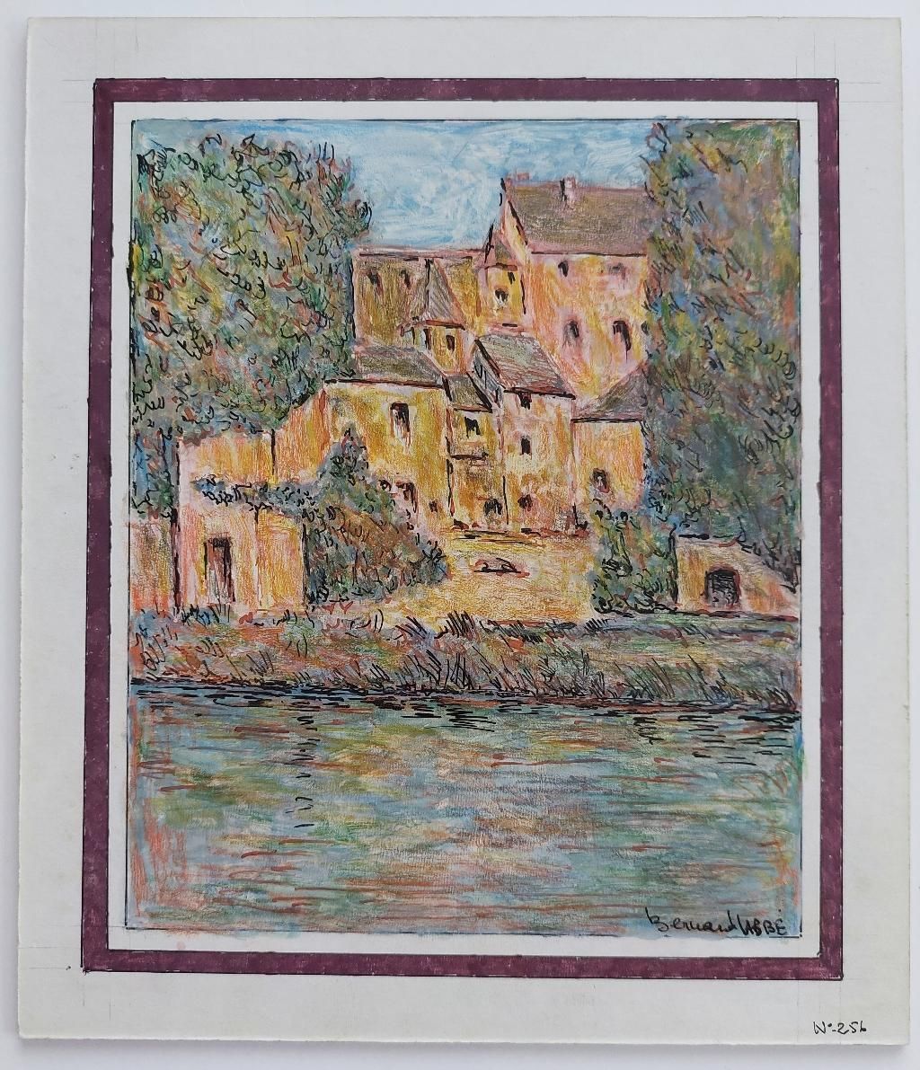 Unknown20th Century French Modernist Cubist Painting, French Town20th Century photo furniture