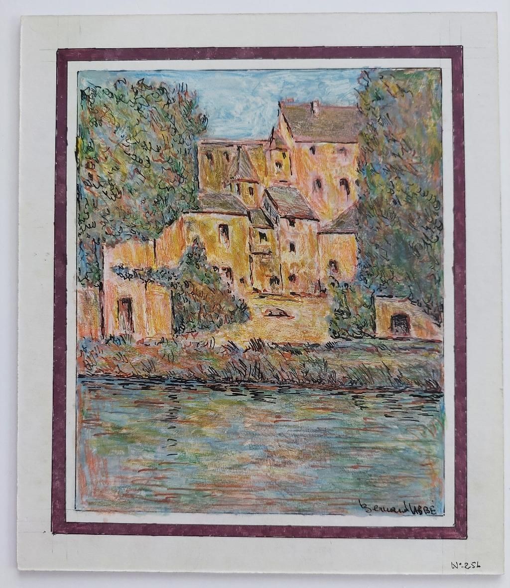 photo furniture Unknown20th Century French Modernist Cubist Painting, French Town20th Century