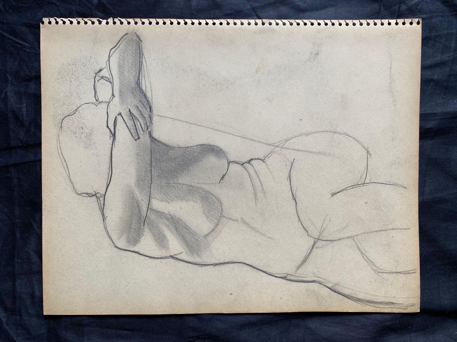 Unknownmid 20th Century French Original Line Drawing Sketch Nude Lady   Stampedmid 20th Century photo for sale