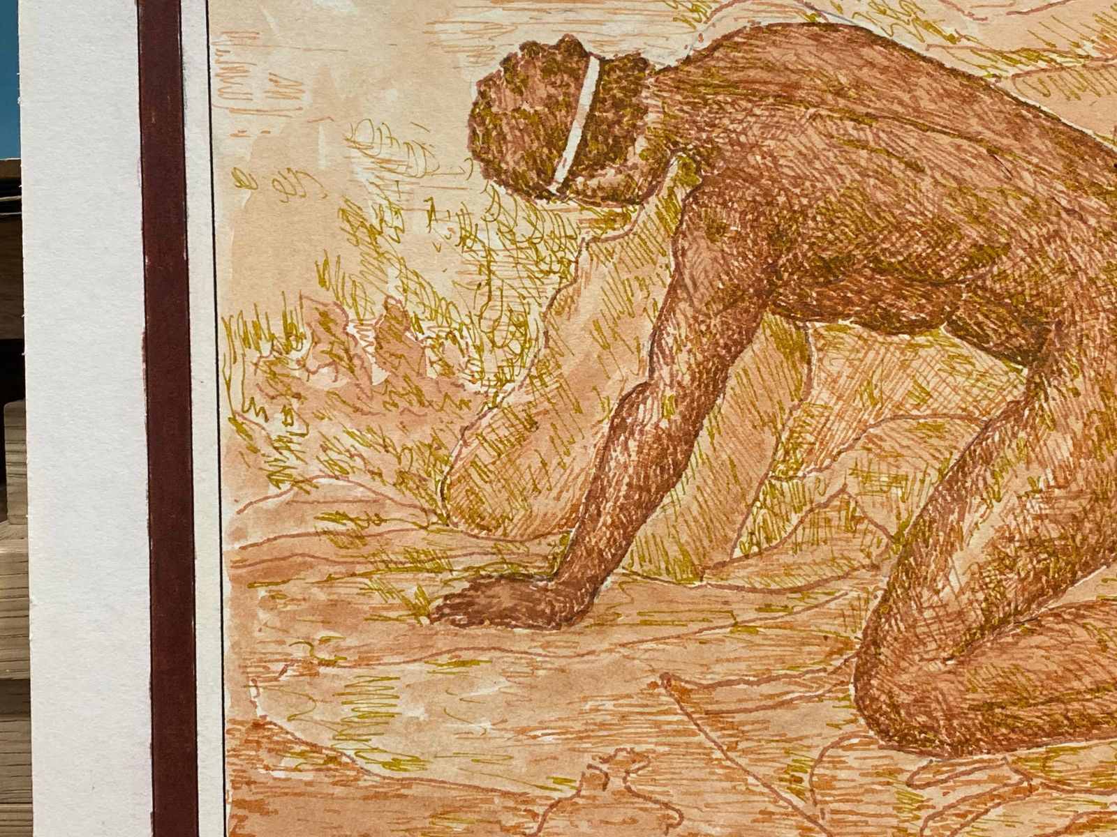 Unknown1950's French Modernist Painting Signed, Nude Figure In Landscape1950s photo 254.0