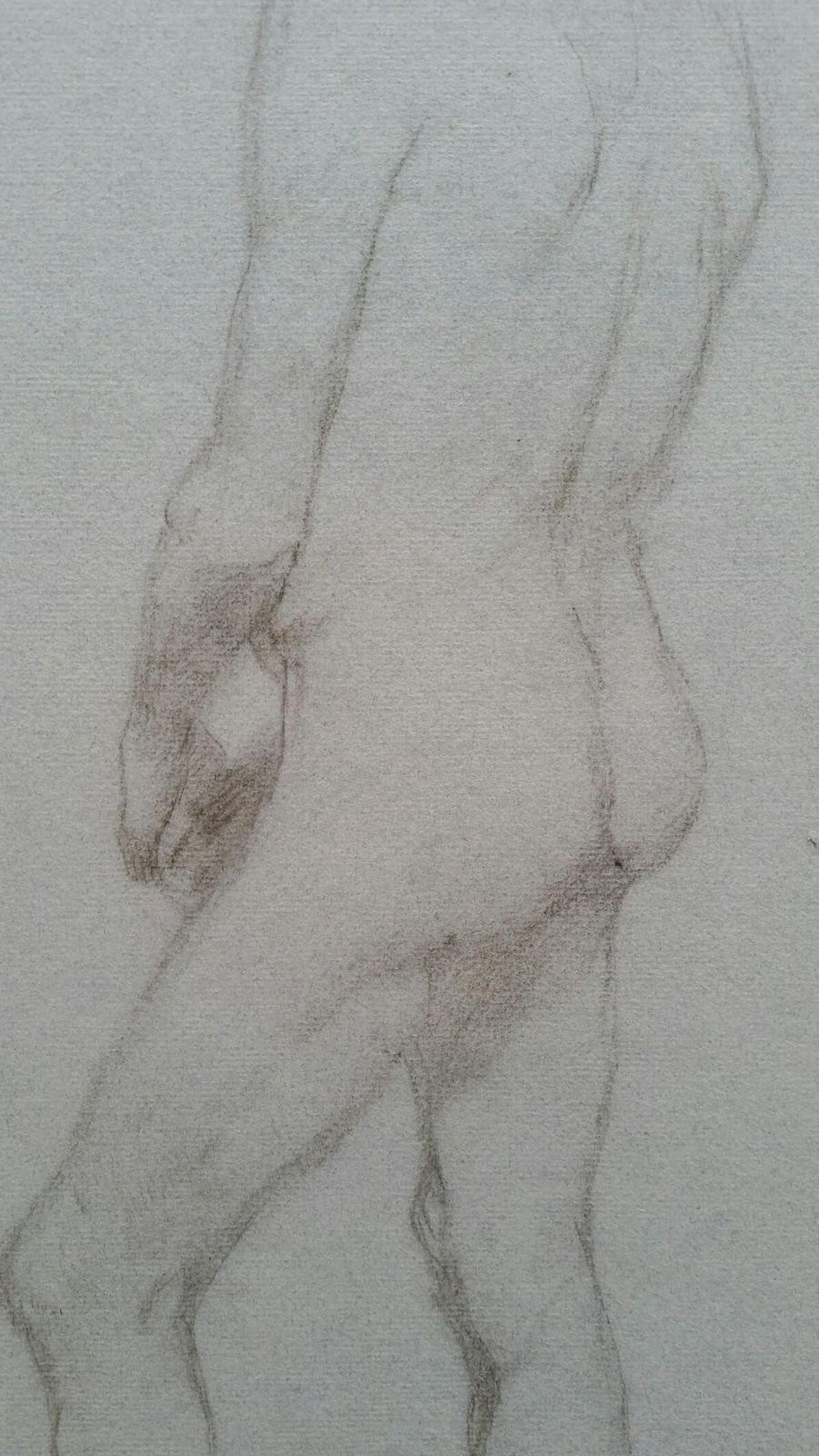 Unknownenglish Graphite Portrait Sketch Of Male Nude, Back Viewcirca 1880 1905 photo Art
