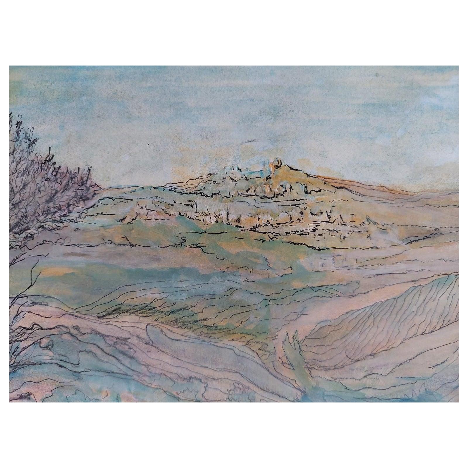 Bernard Labbe20th Century French Modernist Cubist Painting, French Panorama View20th Century