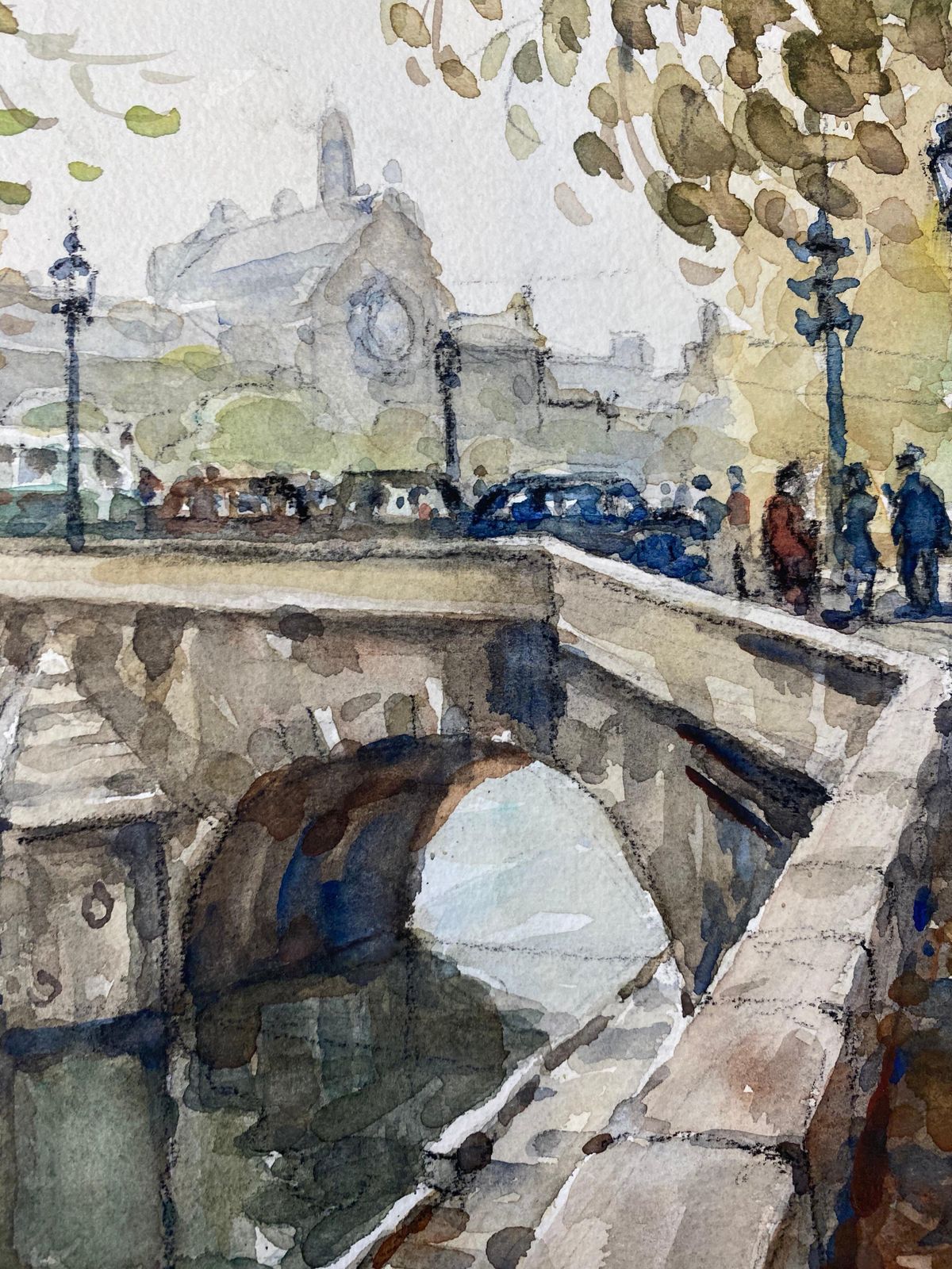 Unknownecole De Paris, Mid 20th Century, Parisian Scene River Seine Pont1940s photo vinterior