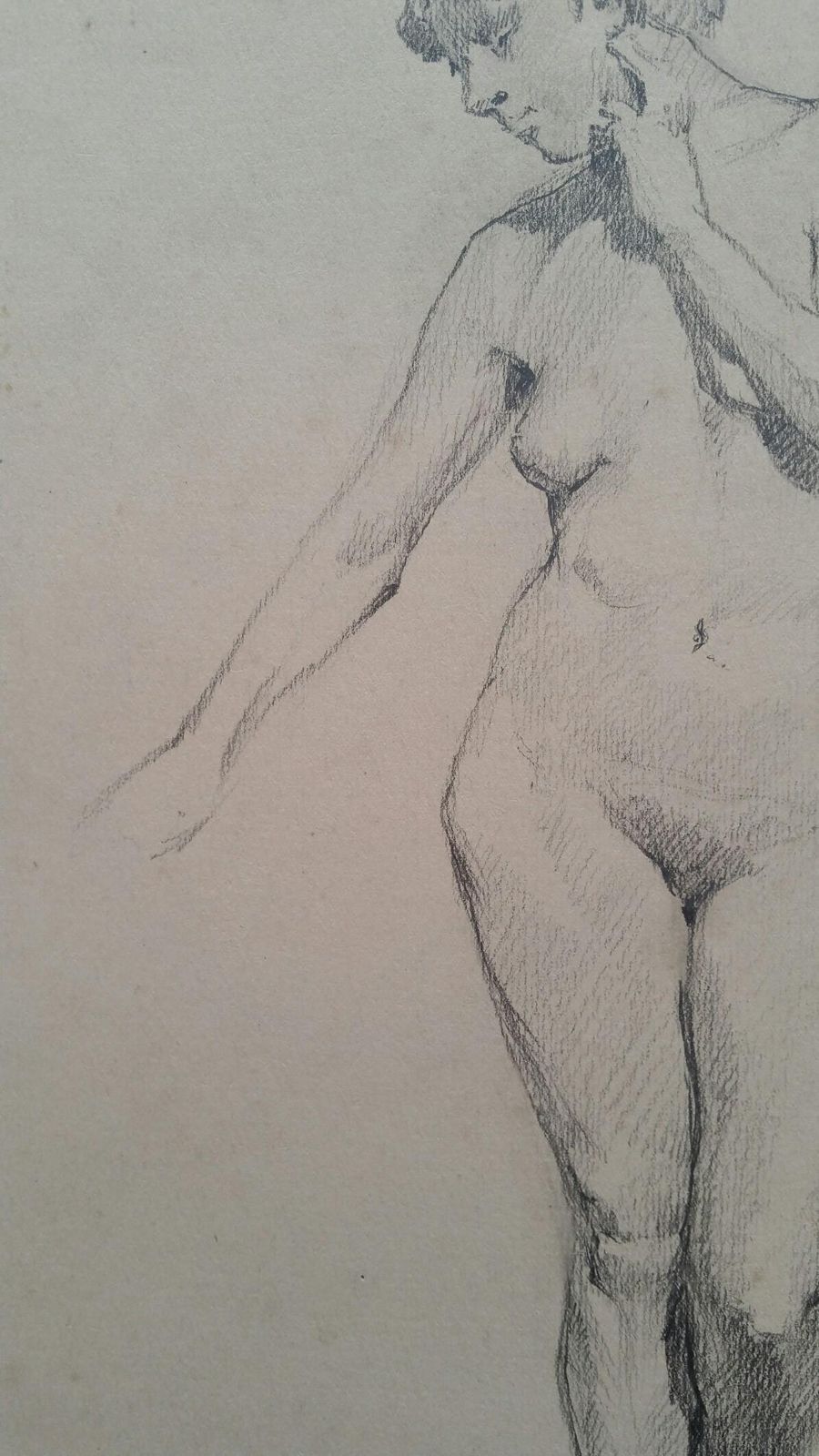 Unknownenglish Antique Portrait Sketch Of Female Nude Standingcirca 1880 1905 photo Art