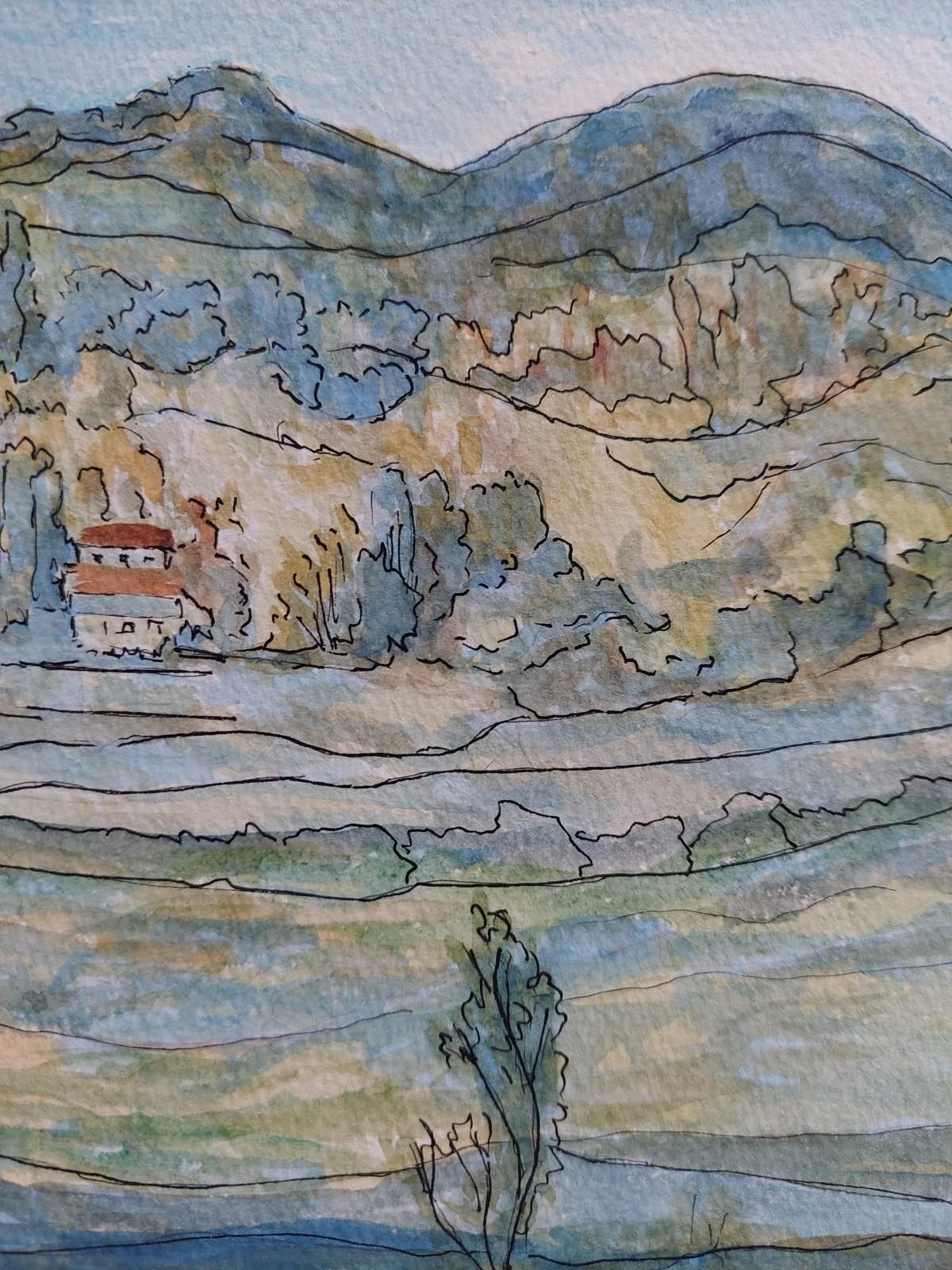 Bernard Labbe20th Century French Modernist Cubist Painting, French Fields20th Century photo vintage