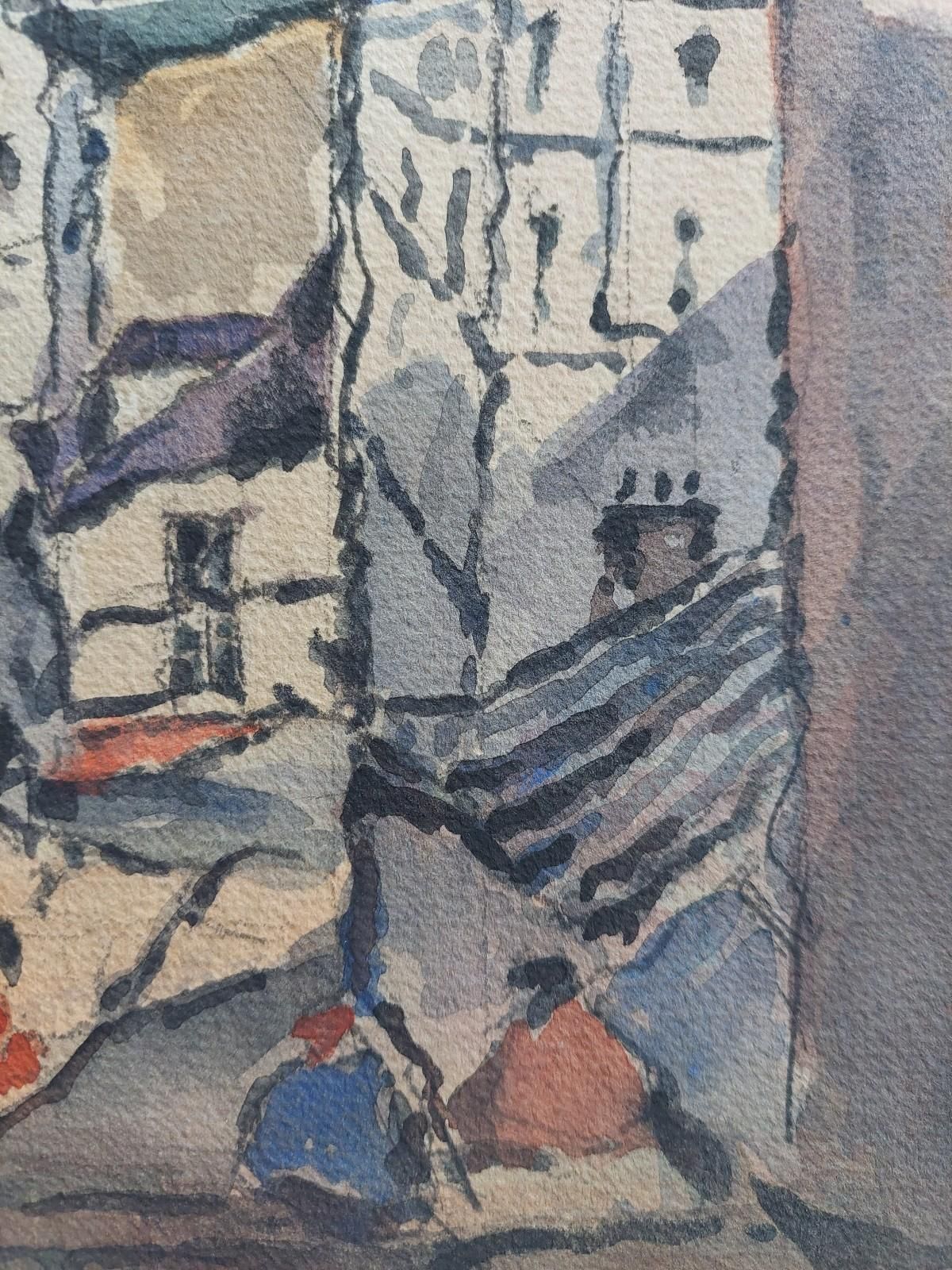 Unknownfrench Modernist Cubist Painting Steps Into The Town21st Century photo for sale